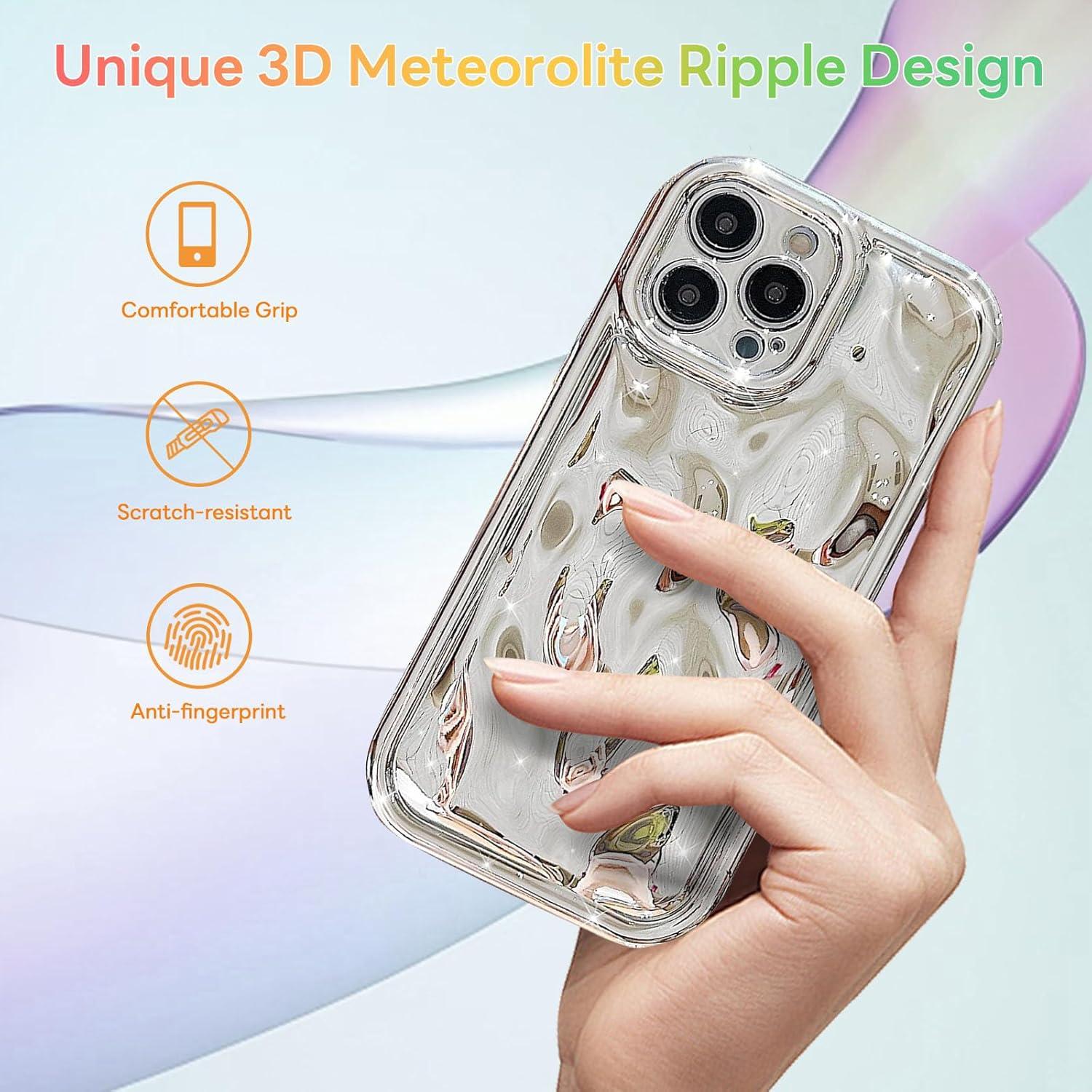 Funda EYZUTAK para iPhone 14 Pro Max - Silicona Plata 3D