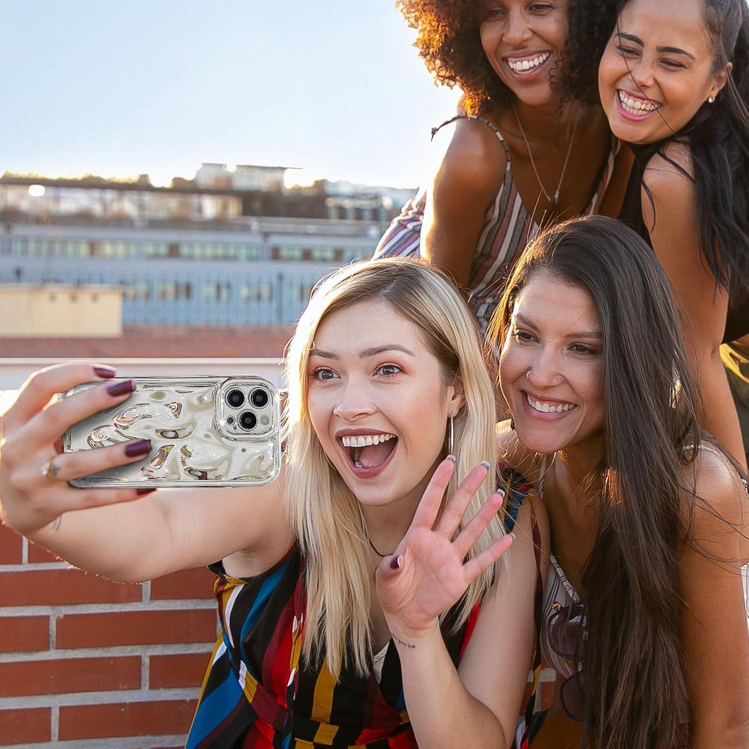 Funda EYZUTAK para iPhone 14 Pro Max - Silicona Plata 3D