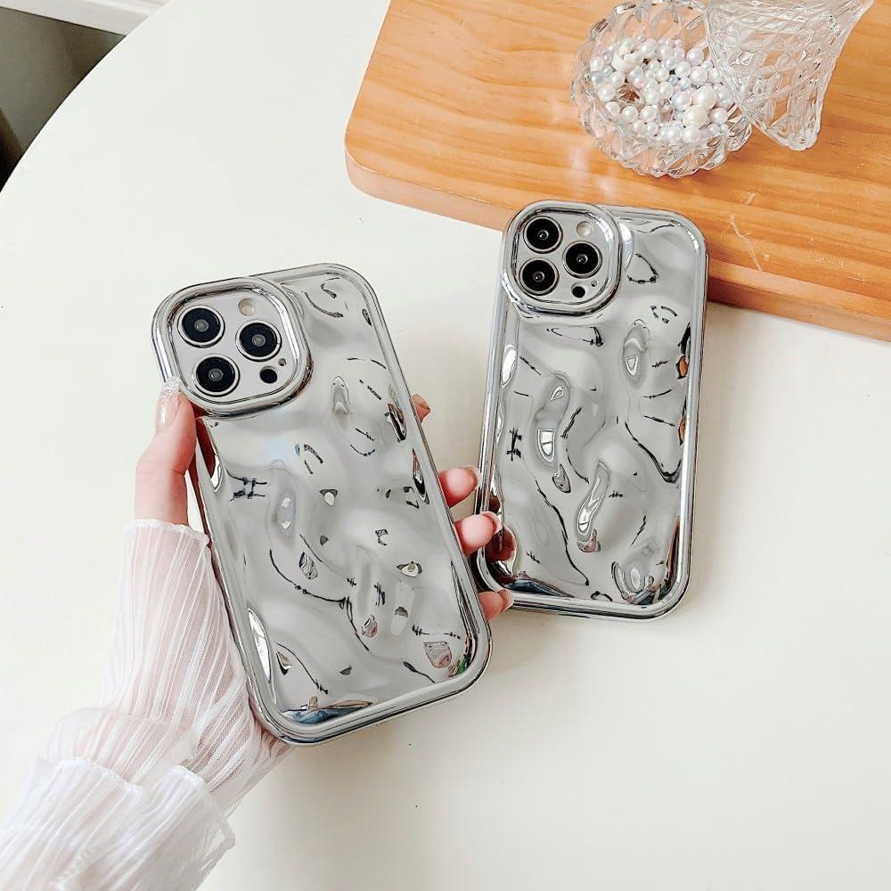 Funda EYZUTAK para iPhone 14 Pro Max - Silicona Plata 3D