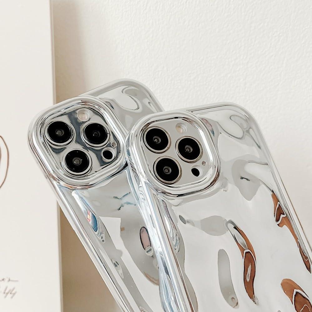 Funda EYZUTAK para iPhone 14 Pro Max - Silicona Plata 3D