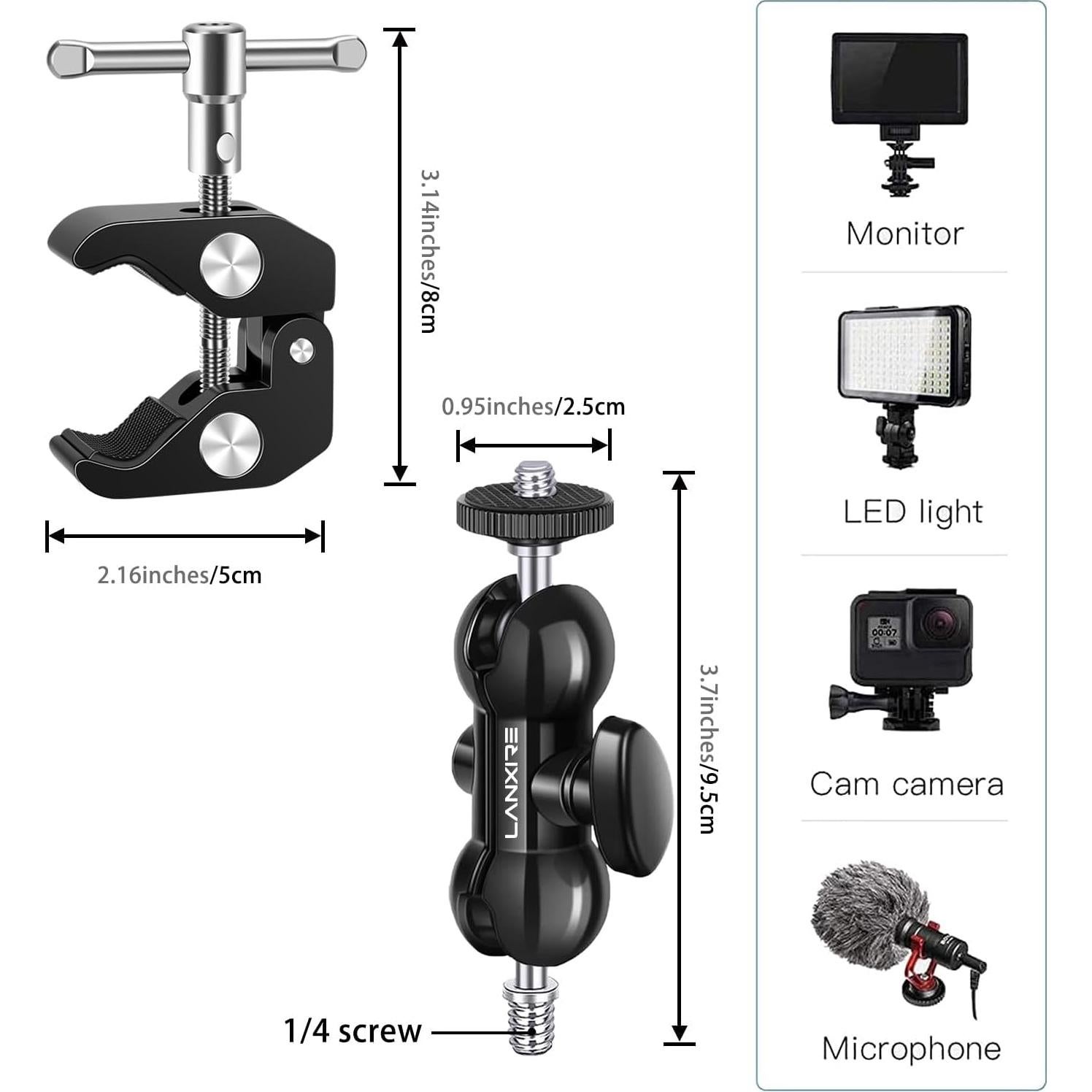 Soporte de Cámara Super Clamp Lanxire con Brazo Mágico 360°