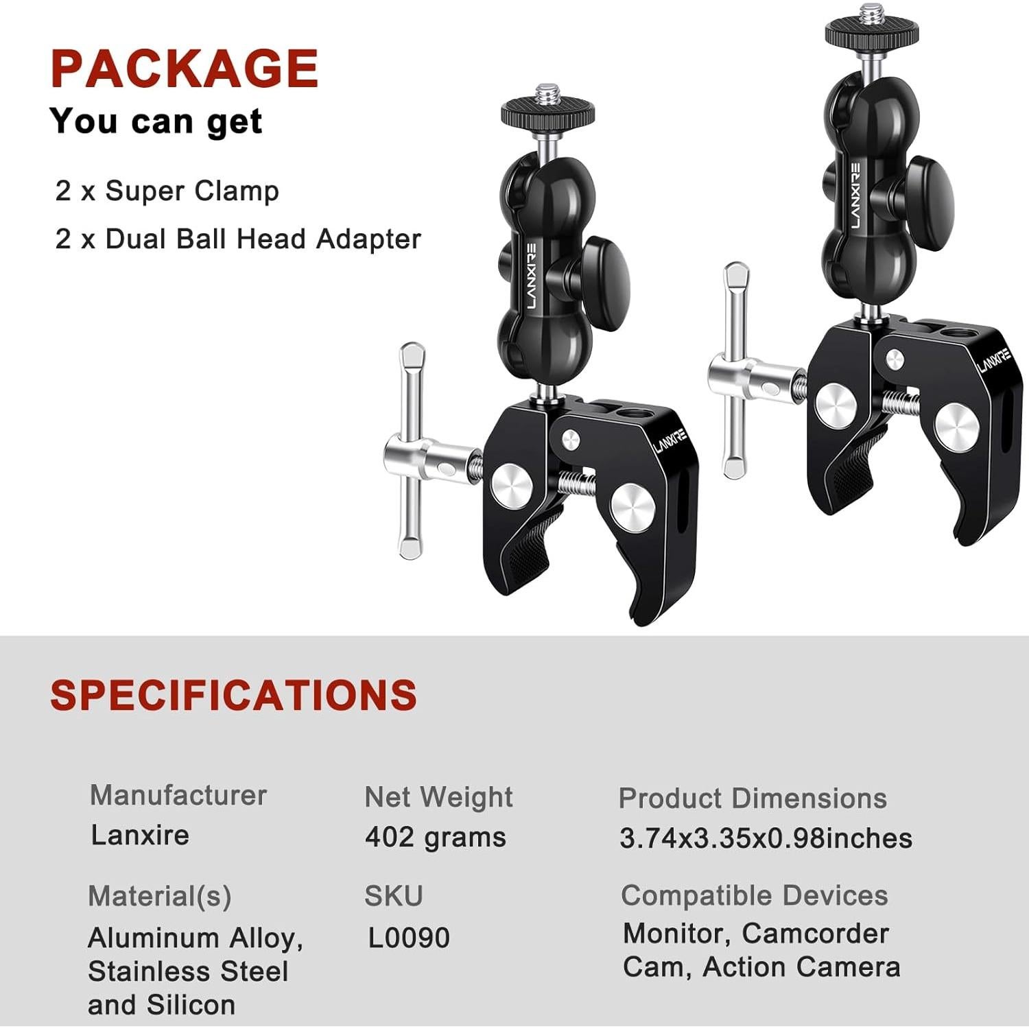 Soporte de Cámara Super Clamp Lanxire con Brazo Mágico 360°