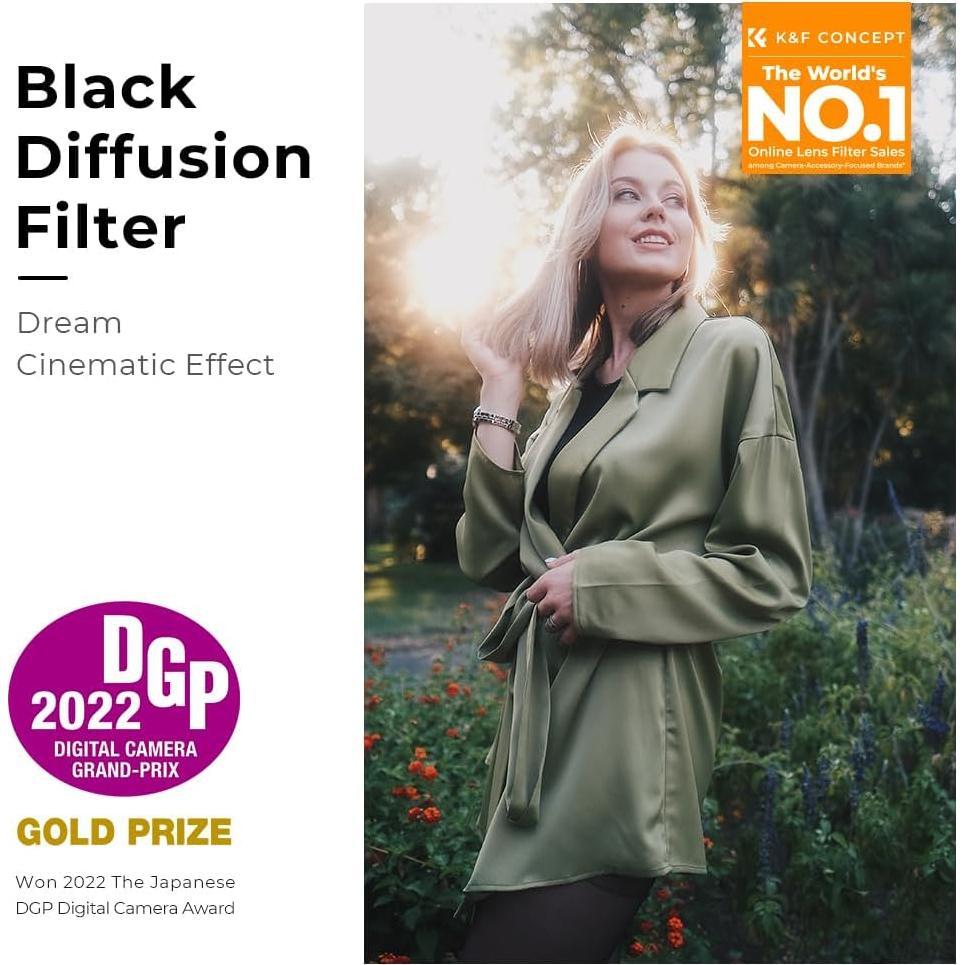 Filtro de Difusión Negra K&F Concept 72mm con 74% Transmitancia