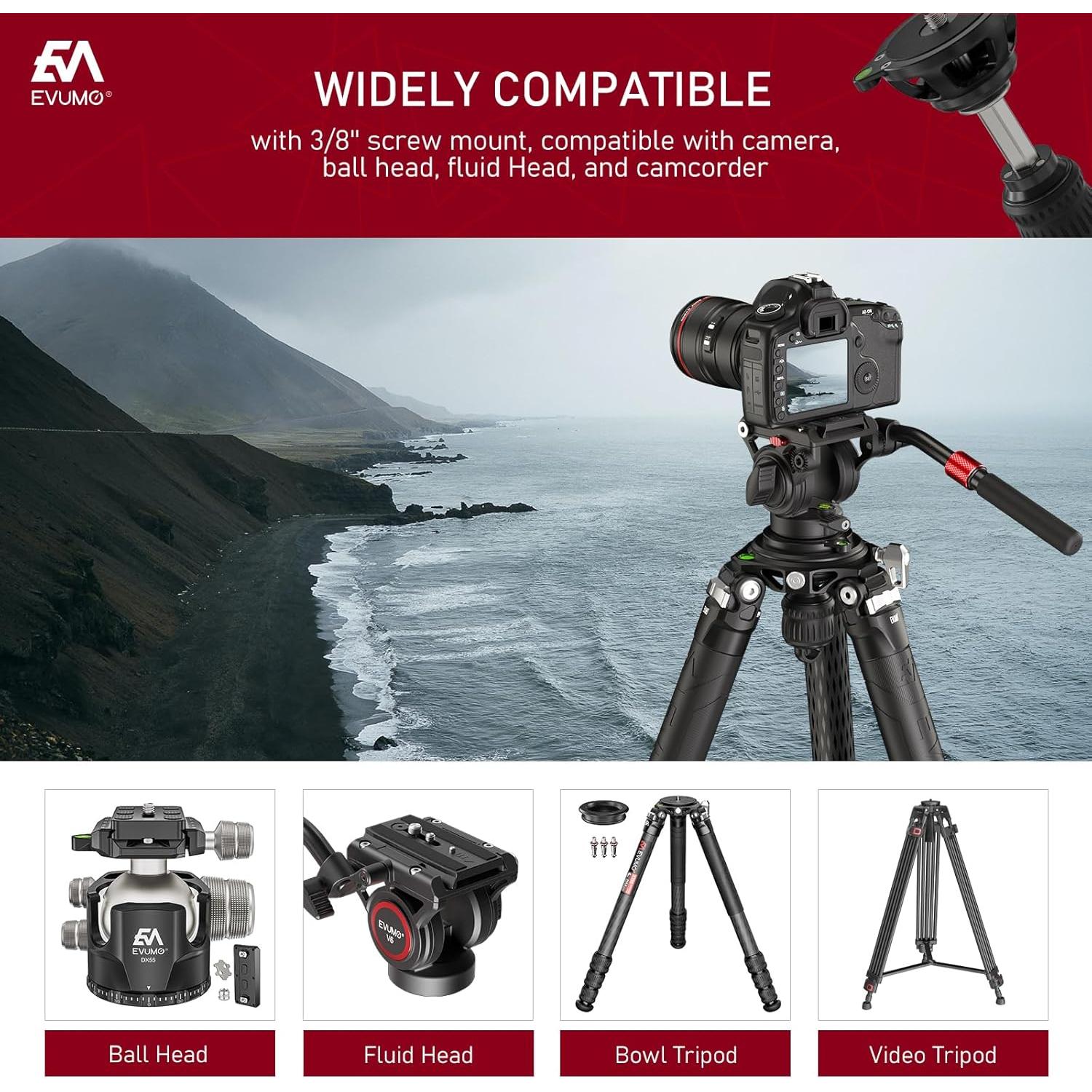 Adaptador de Tazón EVUMO B75M 75mm a 3/8'' con Mango Retráctil