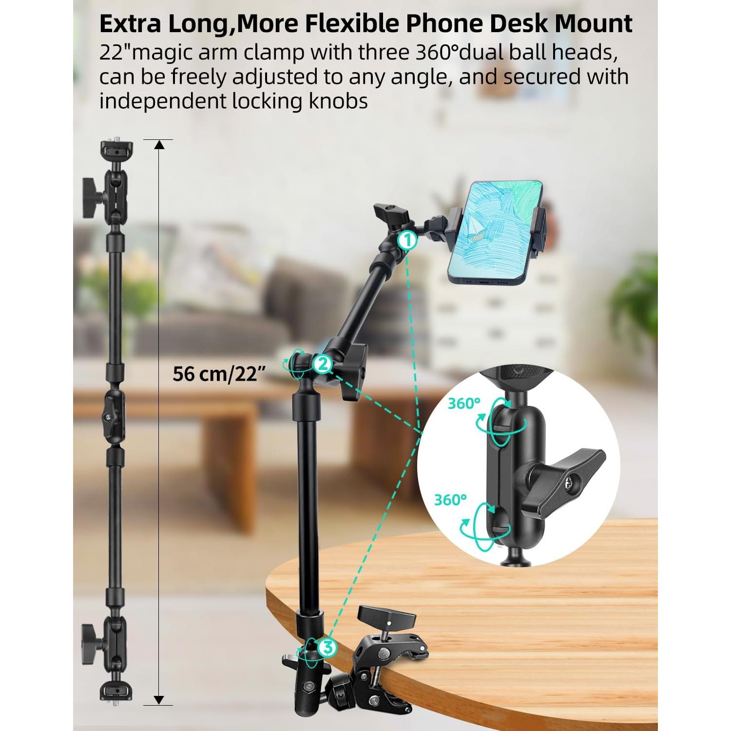 Brazo Mágico 22" JEBUTU con Abrazadera y Adaptadores