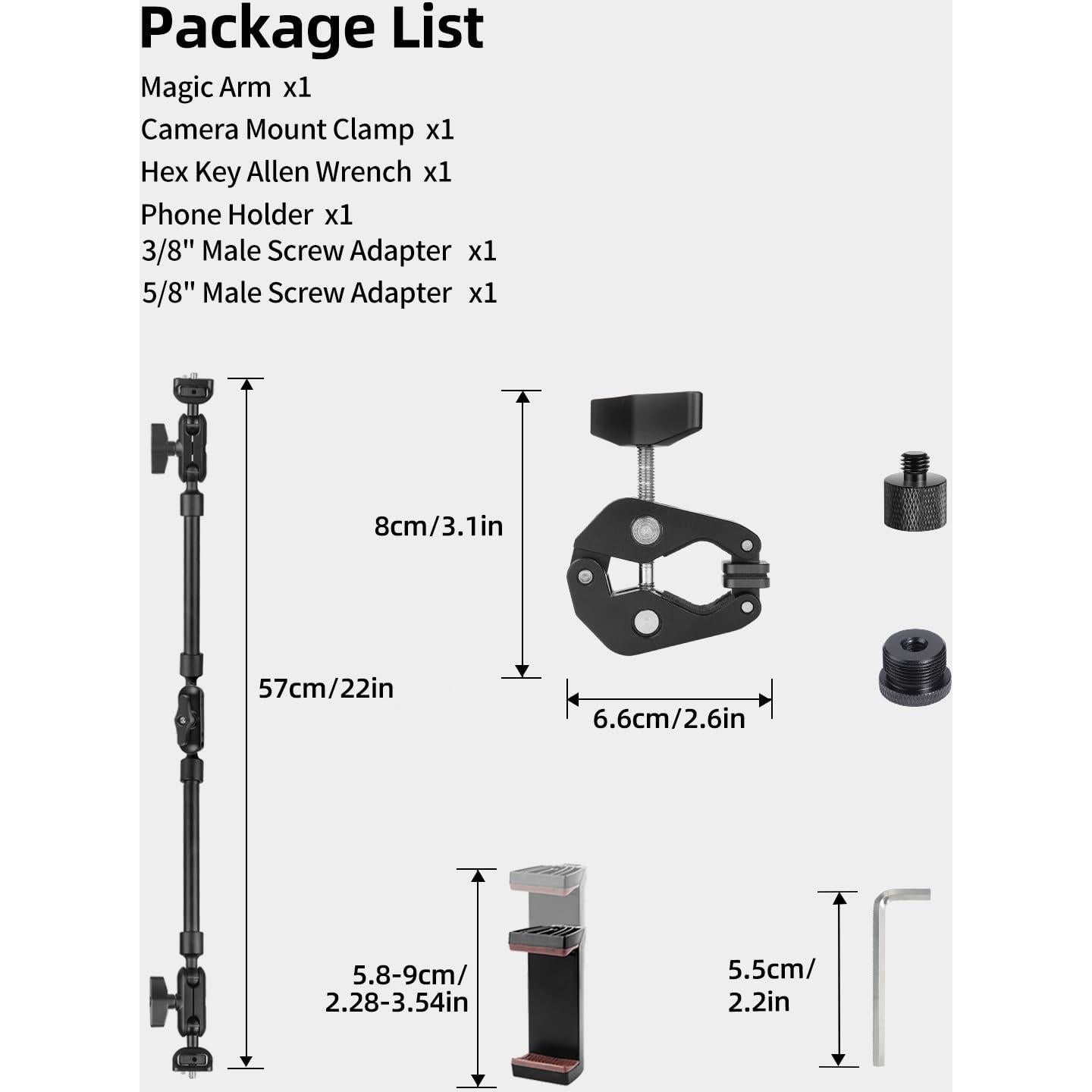 Brazo Mágico 22" JEBUTU con Abrazadera y Adaptadores
