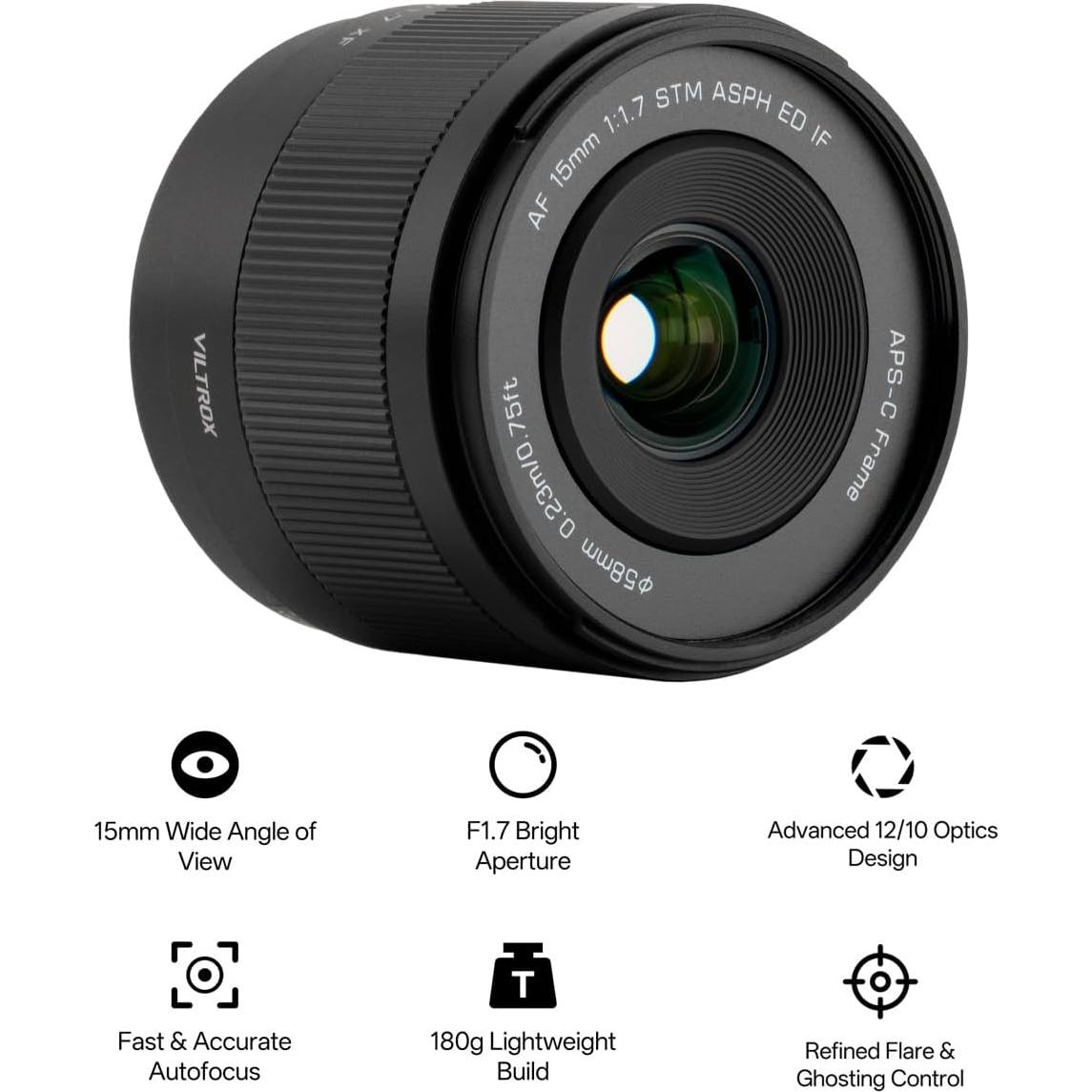 Lente VILTROX 15mm F1.7 Montura X para Cámaras Fujifilm