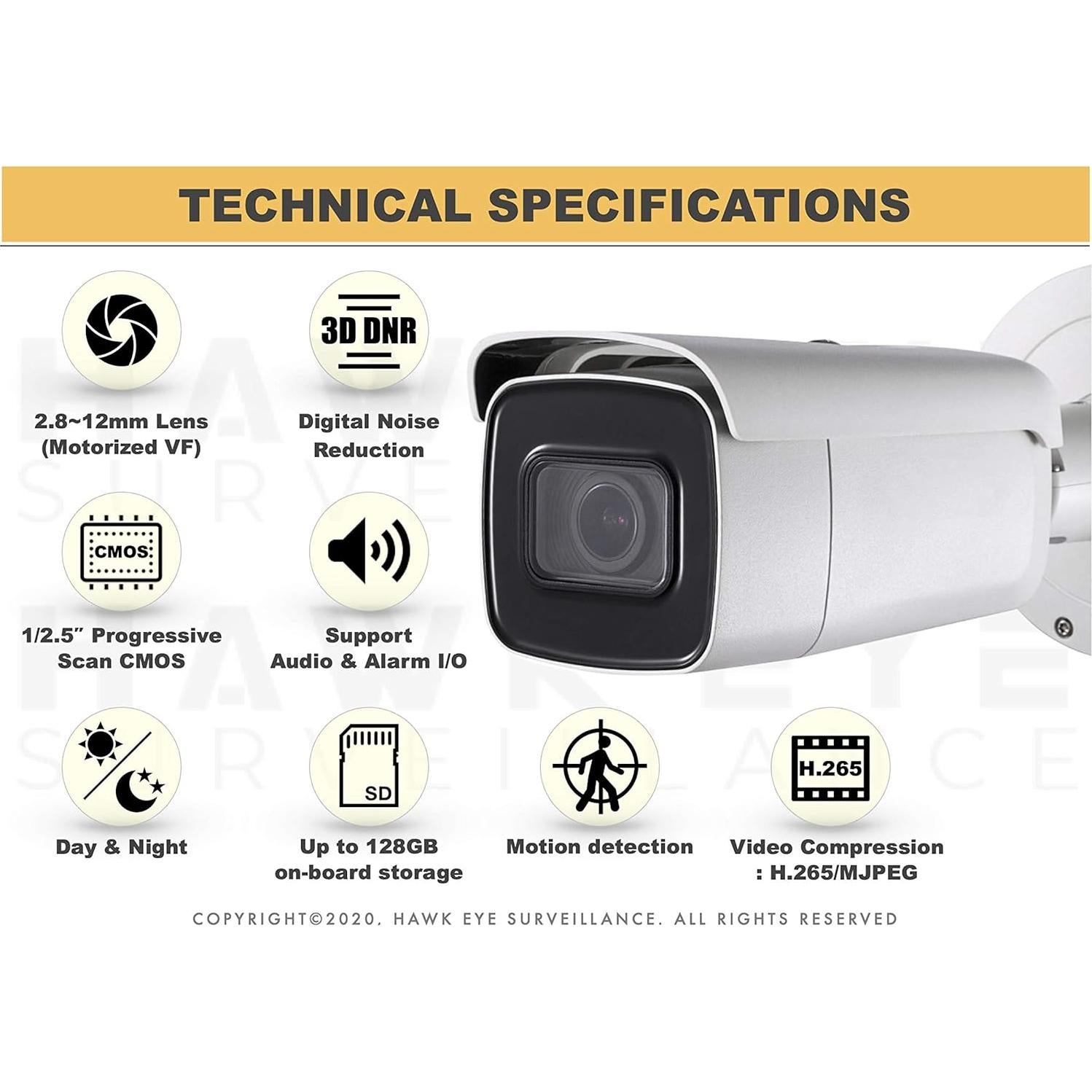 Cámara IP de Seguridad Hikvision 4K 8MP Lente Motorizado 2.8-12mm