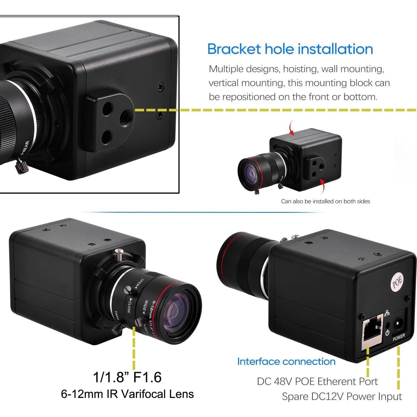 Cámara de Seguridad IP Bullet 2K 4MP POE Varifocal 6-12mm
