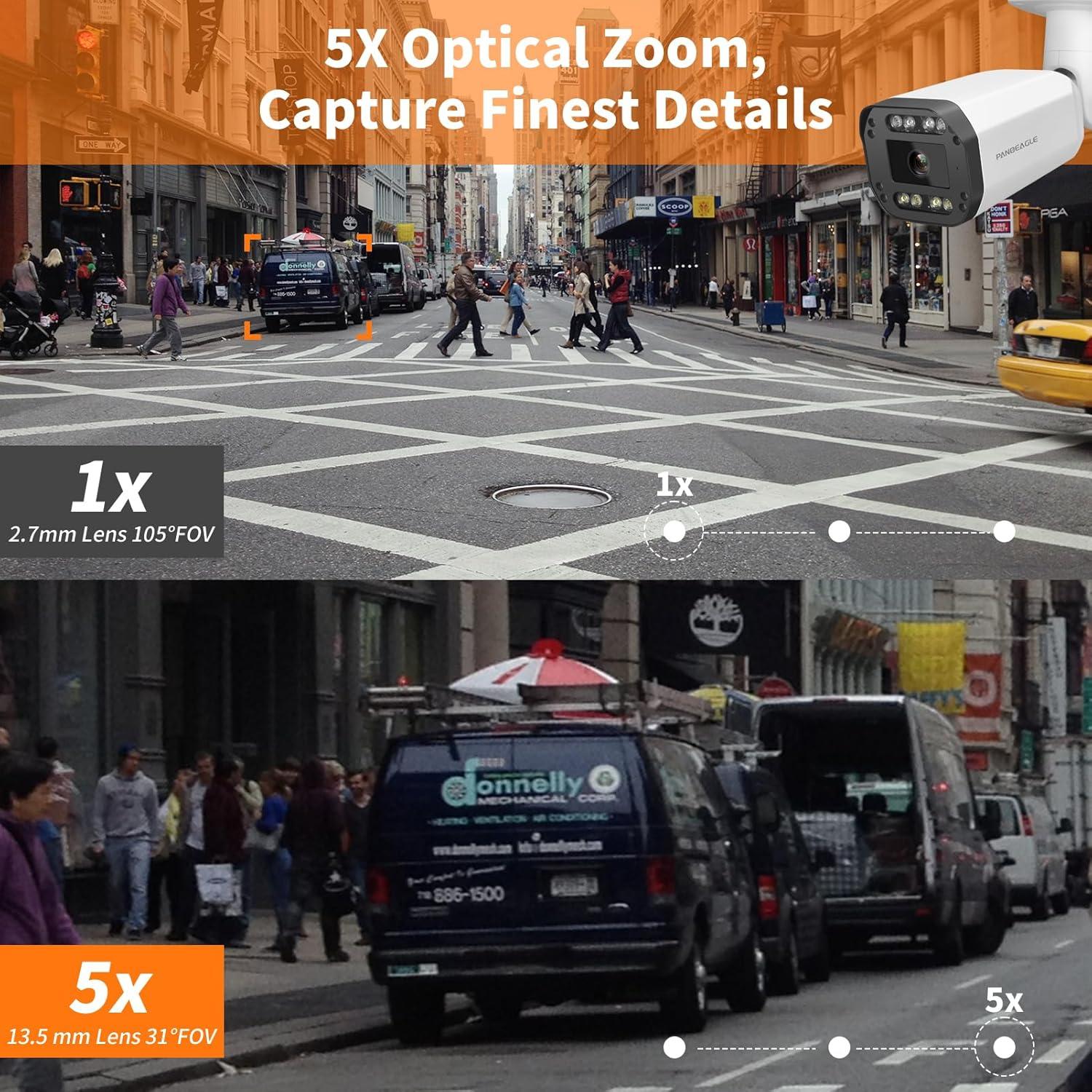 Cámara IP PoE PANOEAGLE 8MP Exterior Doble Luz 4K Zoom 5X