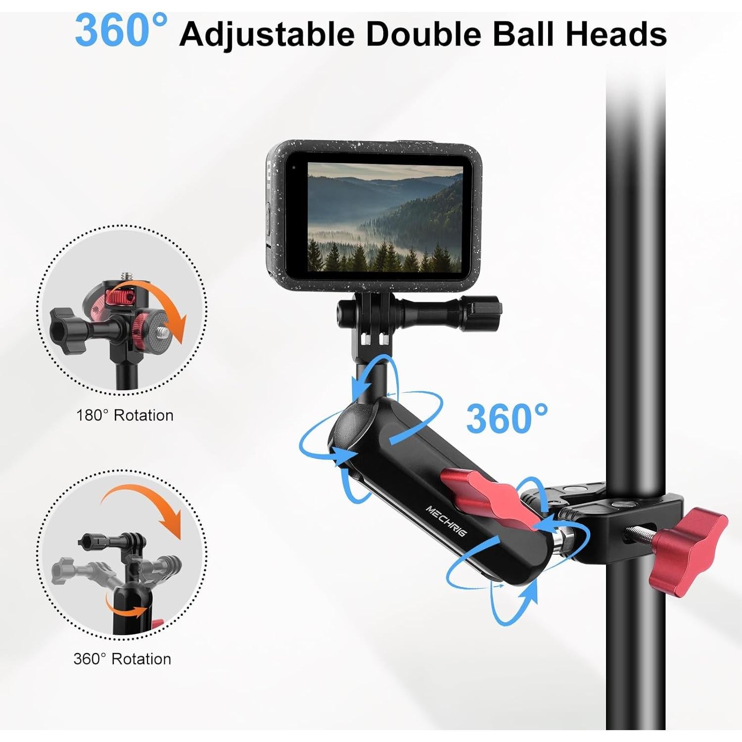 Soporte de Cámara Mechrig JC008 con Abrazadera y Doble Cabeza