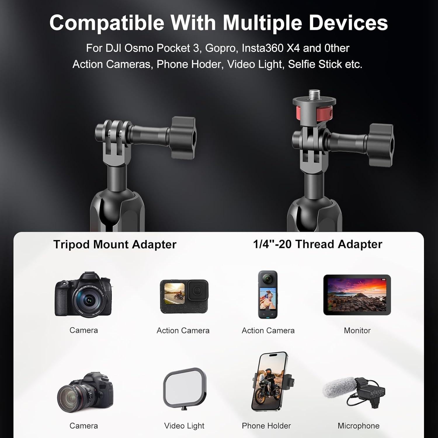 Soporte de Cámara Mechrig JC008 con Abrazadera y Doble Cabeza