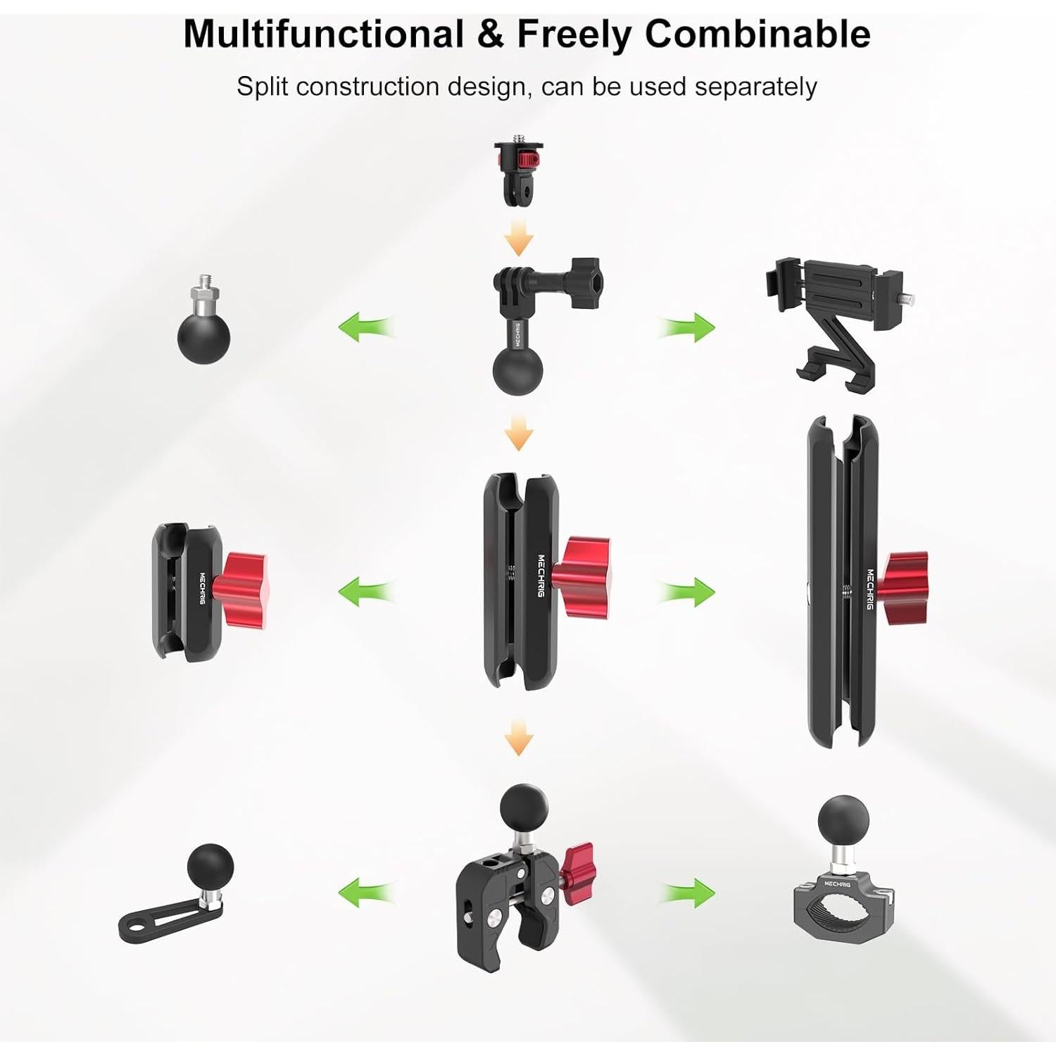 Soporte de Cámara Mechrig JC008 con Abrazadera y Doble Cabeza