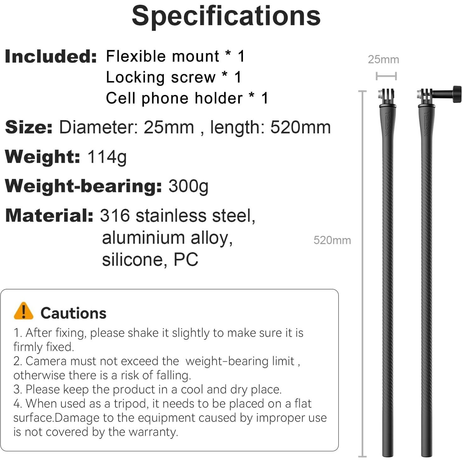 Soporte Flexible para Cámara REYGEAK con Abrazadera 52cm