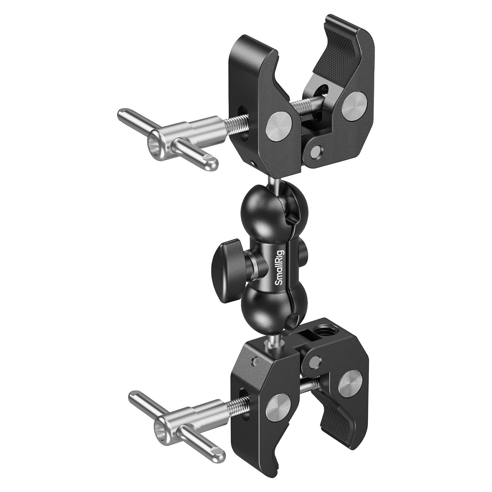 SMALLRIG Adjustable Double Clamp Mount, Dual Head 15-40mm Anti-Slip Clamp, 1.5kg Aluminum Alloy Clamp for Photography Lighting/Tripod/Studio - 5331