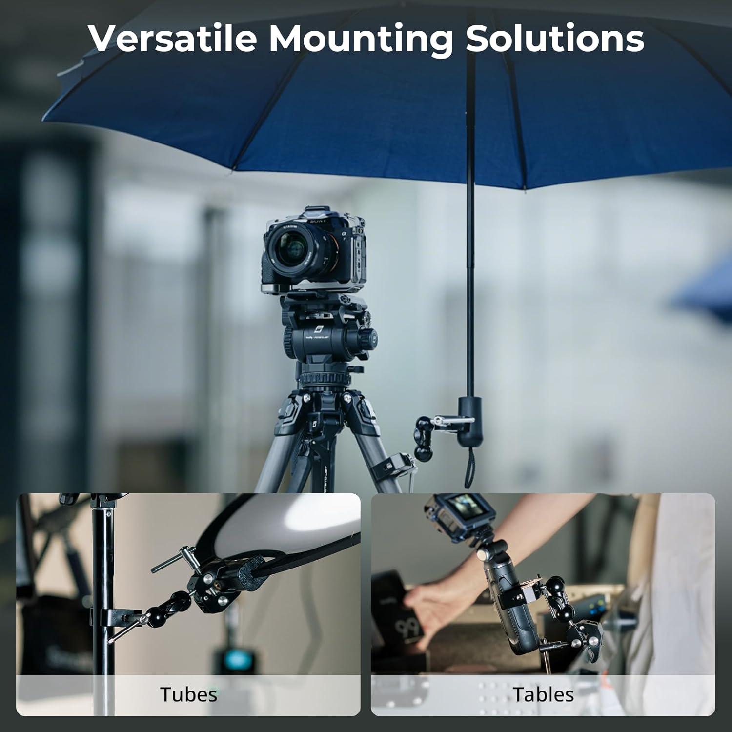 SMALLRIG Adjustable Double Clamp Mount, Dual Head 15-40mm Anti-Slip Clamp, 1.5kg Aluminum Alloy Clamp for Photography Lighting/Tripod/Studio - 5331