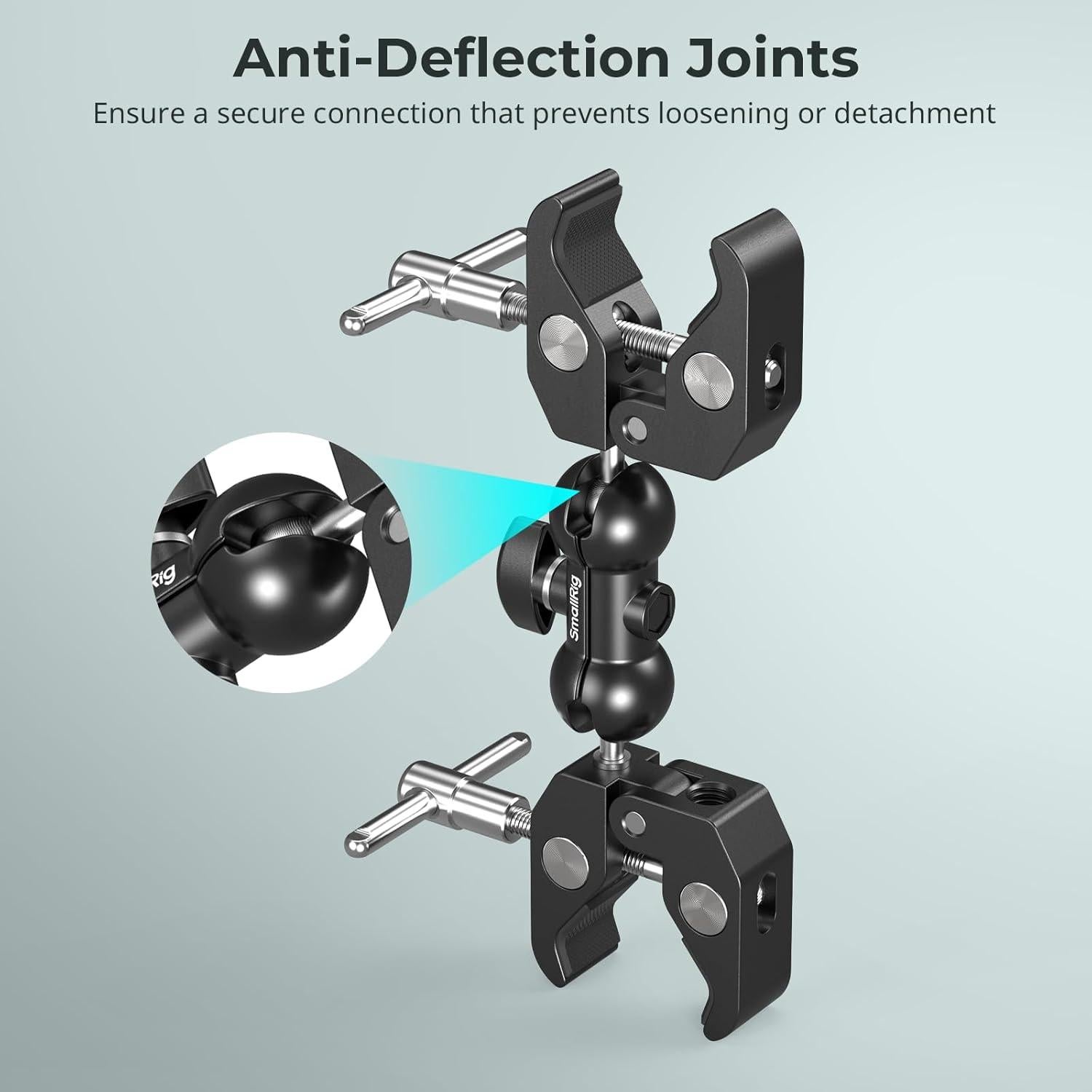 SMALLRIG Adjustable Double Clamp Mount, Dual Head 15-40mm Anti-Slip Clamp, 1.5kg Aluminum Alloy Clamp for Photography Lighting/Tripod/Studio - 5331