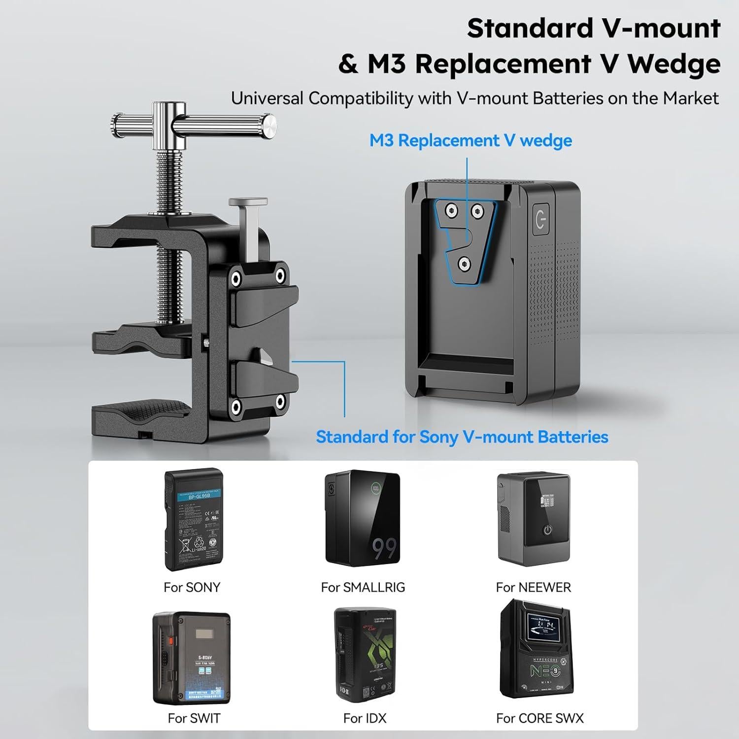 Abrazadera de Batería V-Mount SIRUI AM-VM05 con Placas
