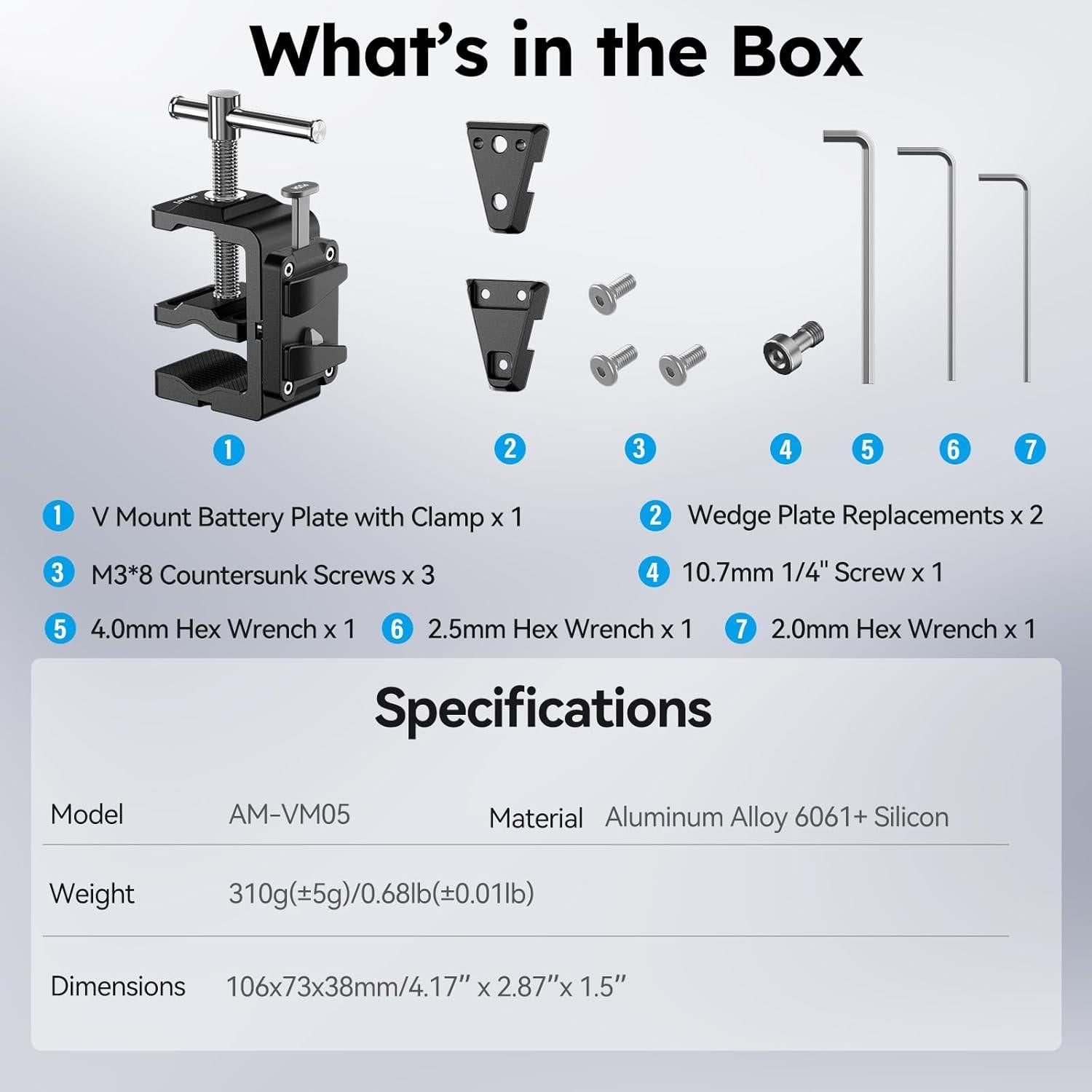 Abrazadera de Batería V-Mount SIRUI AM-VM05 con Placas