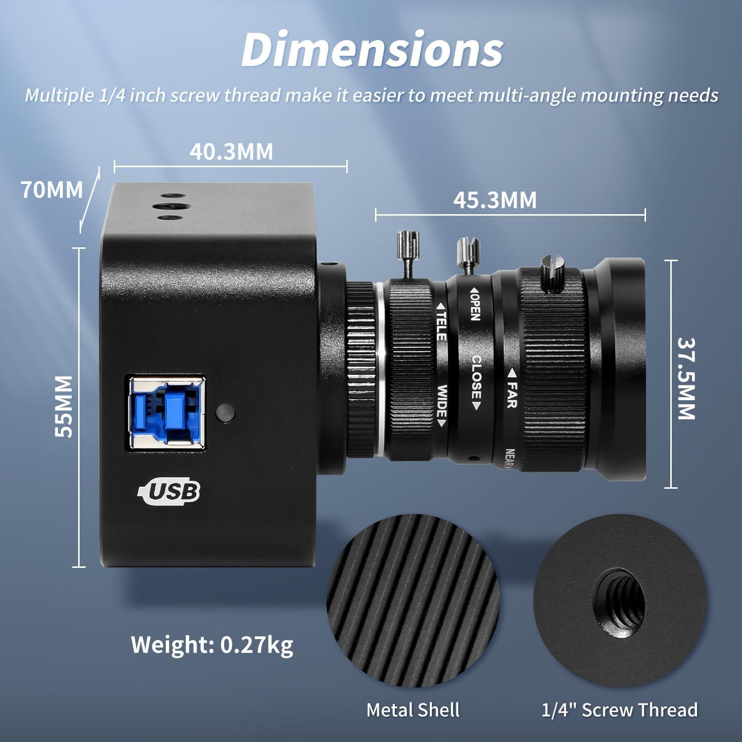 Cámara Web MOKOSE UC30S 4K USB3.0 Lente Varifocal 5-12mm