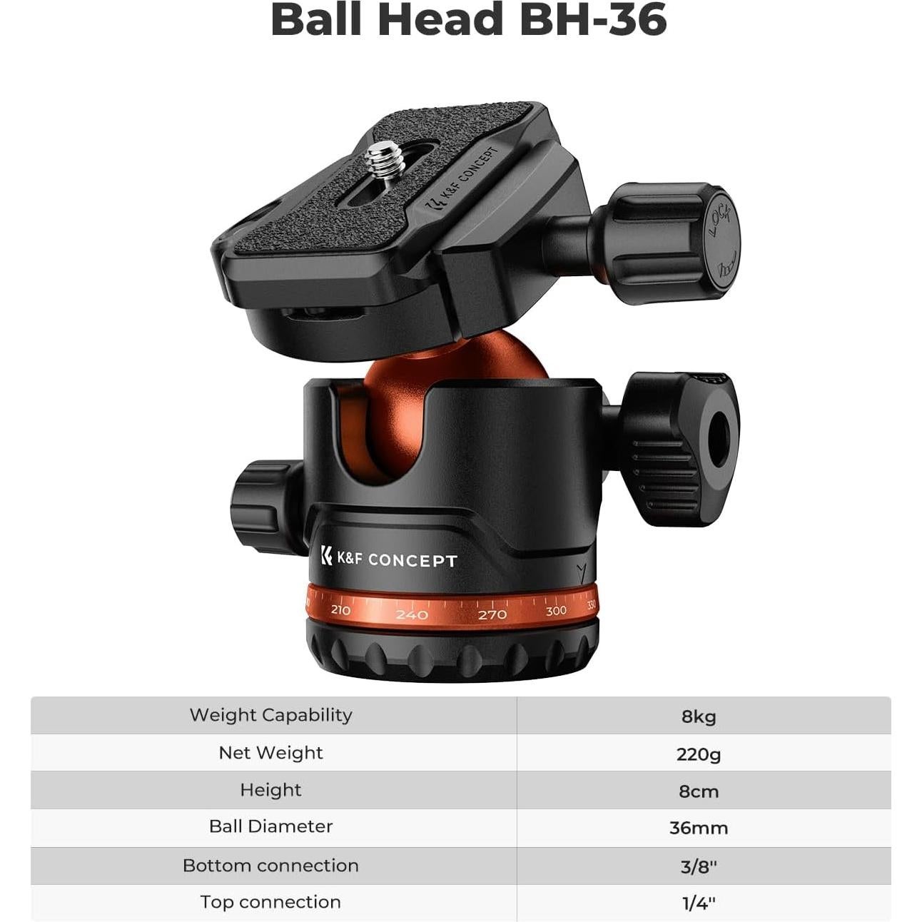 Trípode de Cámara K&F Concept 178 cm 3 Vías Ligero 1.28 kg