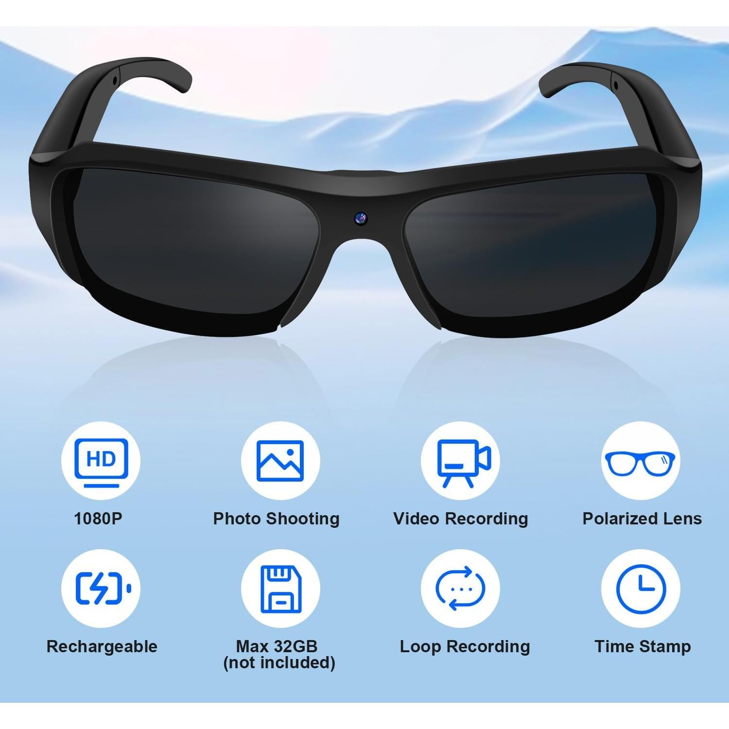 Gafas de Sol con Cámara Genérico HD 1080P Lentes Polarizadas