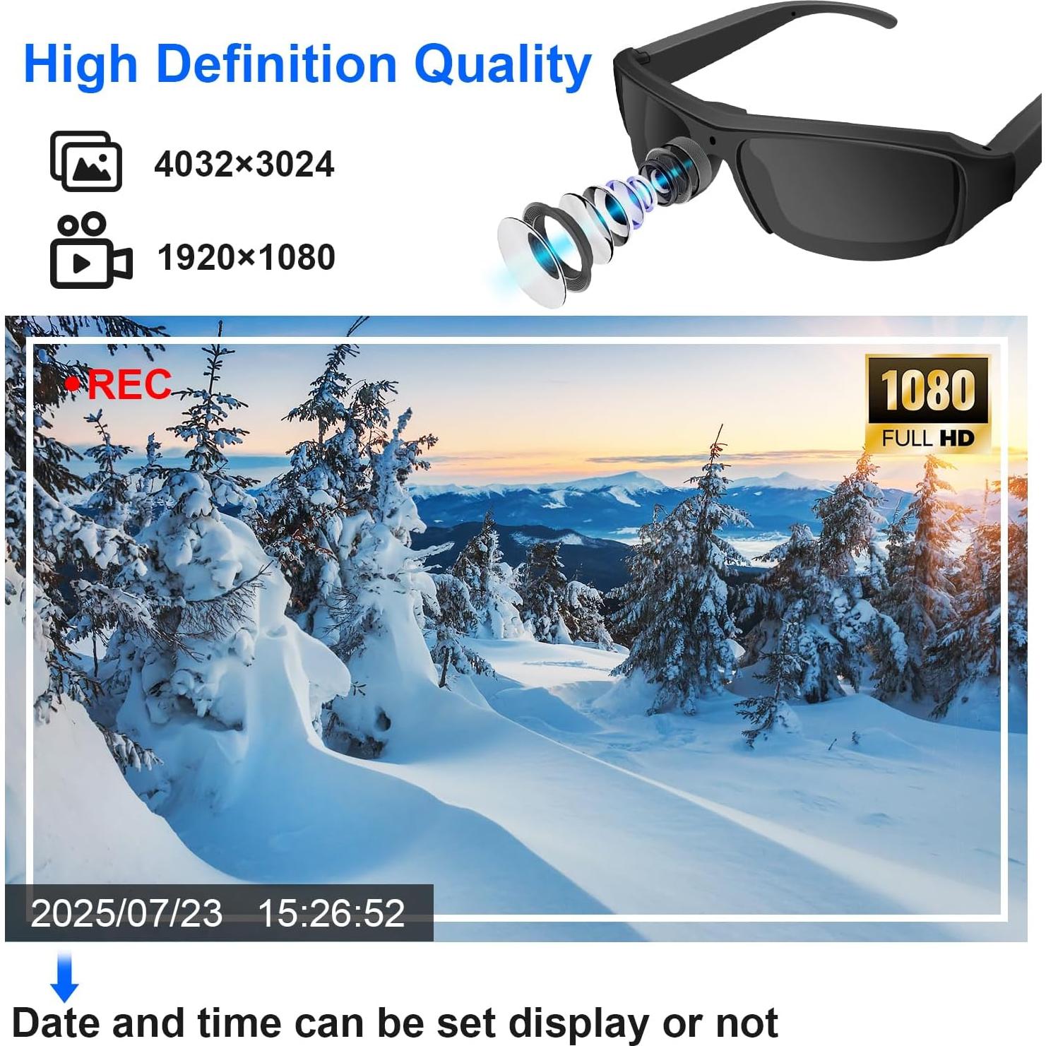 Gafas de Sol con Cámara Genérico HD 1080P Lentes Polarizadas