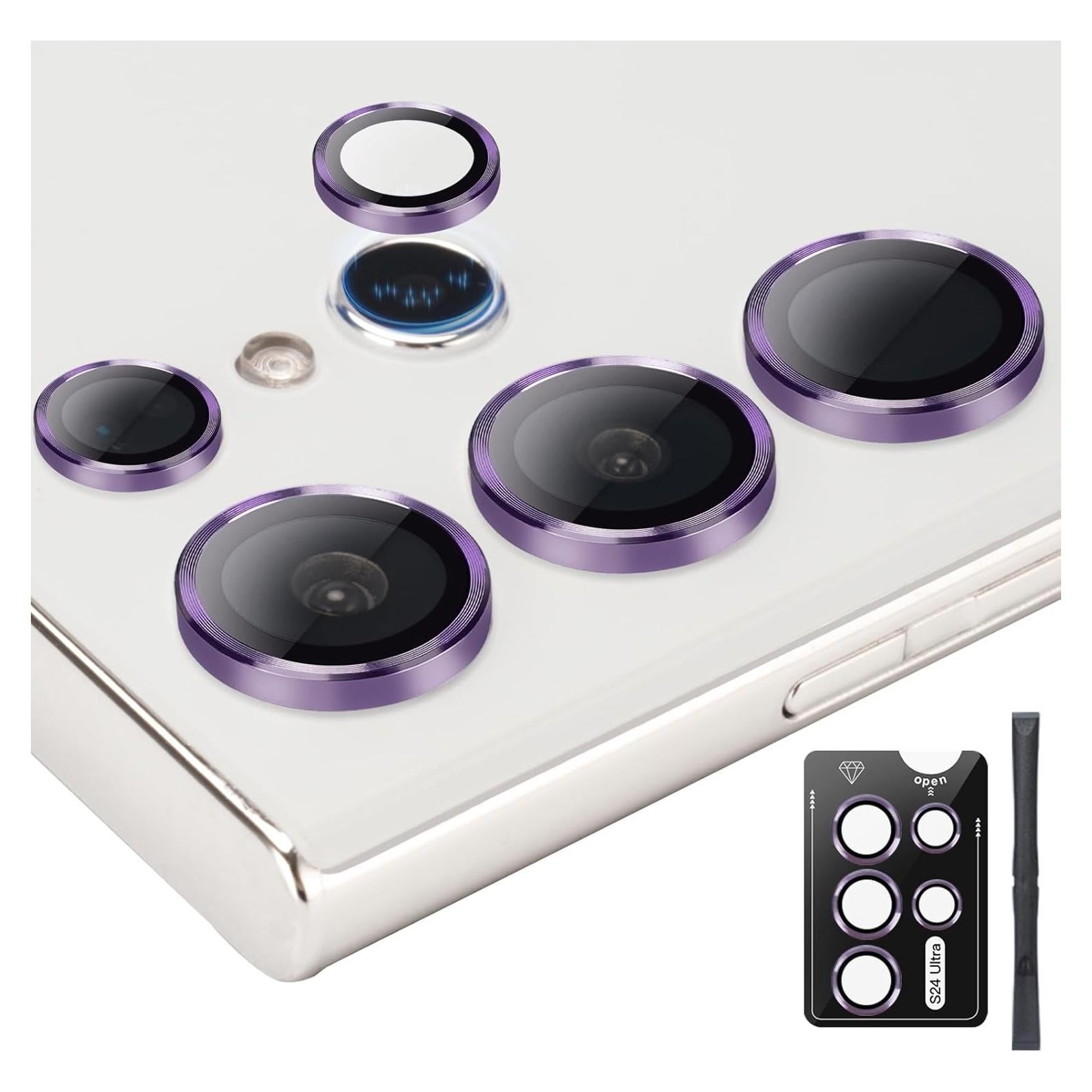 Camera Lens Protector for Samsung Galaxy S24 Ultra, Individual Tempered Glass Lens Cover with Installation Tray Fit for Samsung Galaxy S24 Ultra Violet