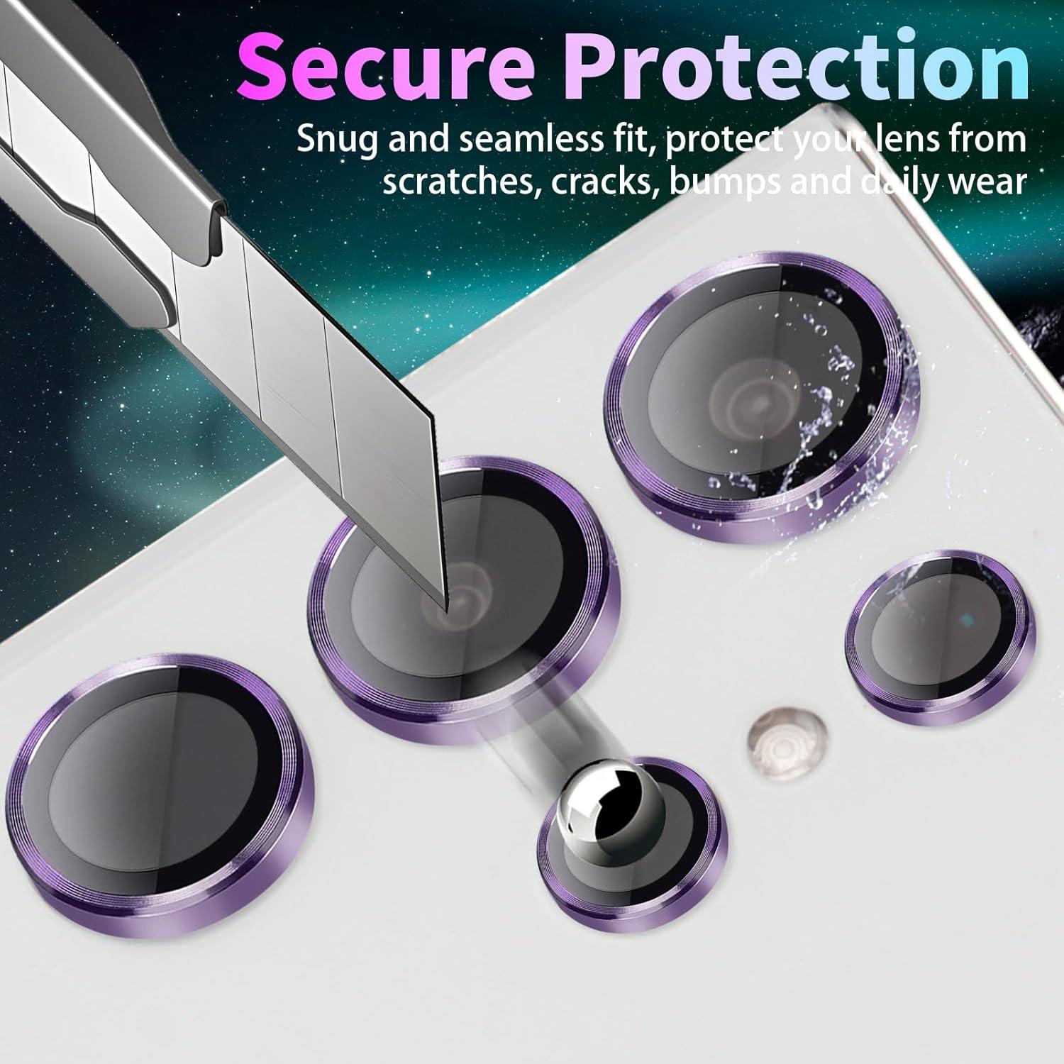Camera Lens Protector for Samsung Galaxy S24 Ultra, Individual Tempered Glass Lens Cover with Installation Tray Fit for Samsung Galaxy S24 Ultra Violet