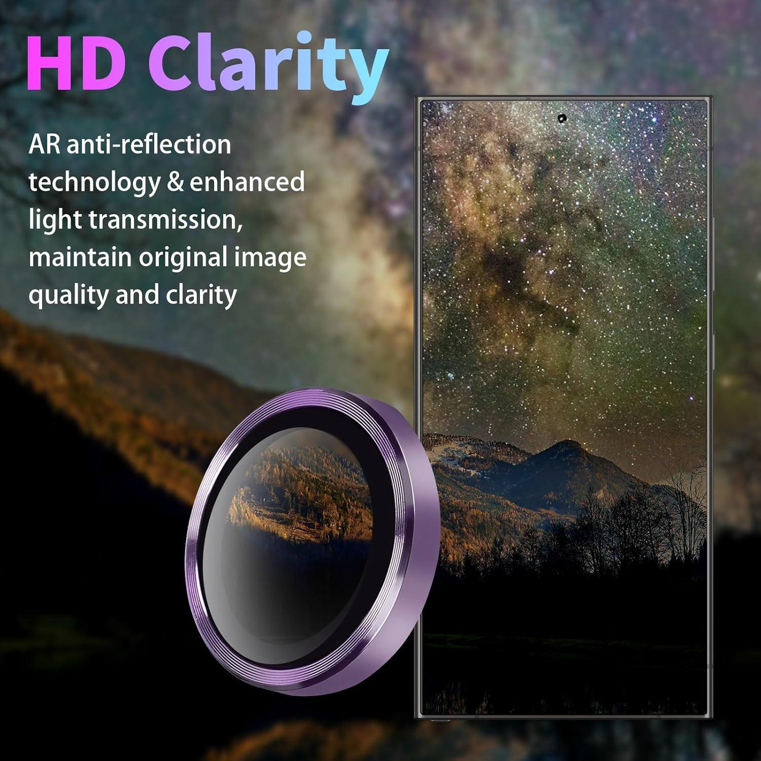 Camera Lens Protector for Samsung Galaxy S24 Ultra, Individual Tempered Glass Lens Cover with Installation Tray Fit for Samsung Galaxy S24 Ultra Violet