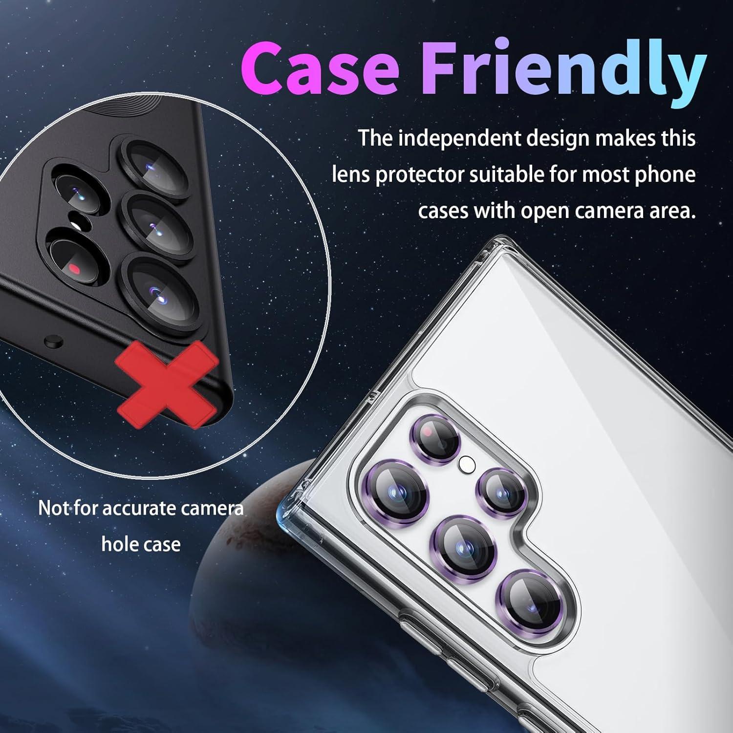 Camera Lens Protector for Samsung Galaxy S24 Ultra, Individual Tempered Glass Lens Cover with Installation Tray Fit for Samsung Galaxy S24 Ultra Violet