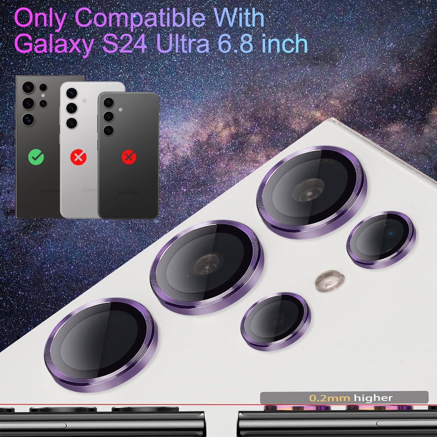 Camera Lens Protector for Samsung Galaxy S24 Ultra, Individual Tempered Glass Lens Cover with Installation Tray Fit for Samsung Galaxy S24 Ultra Violet