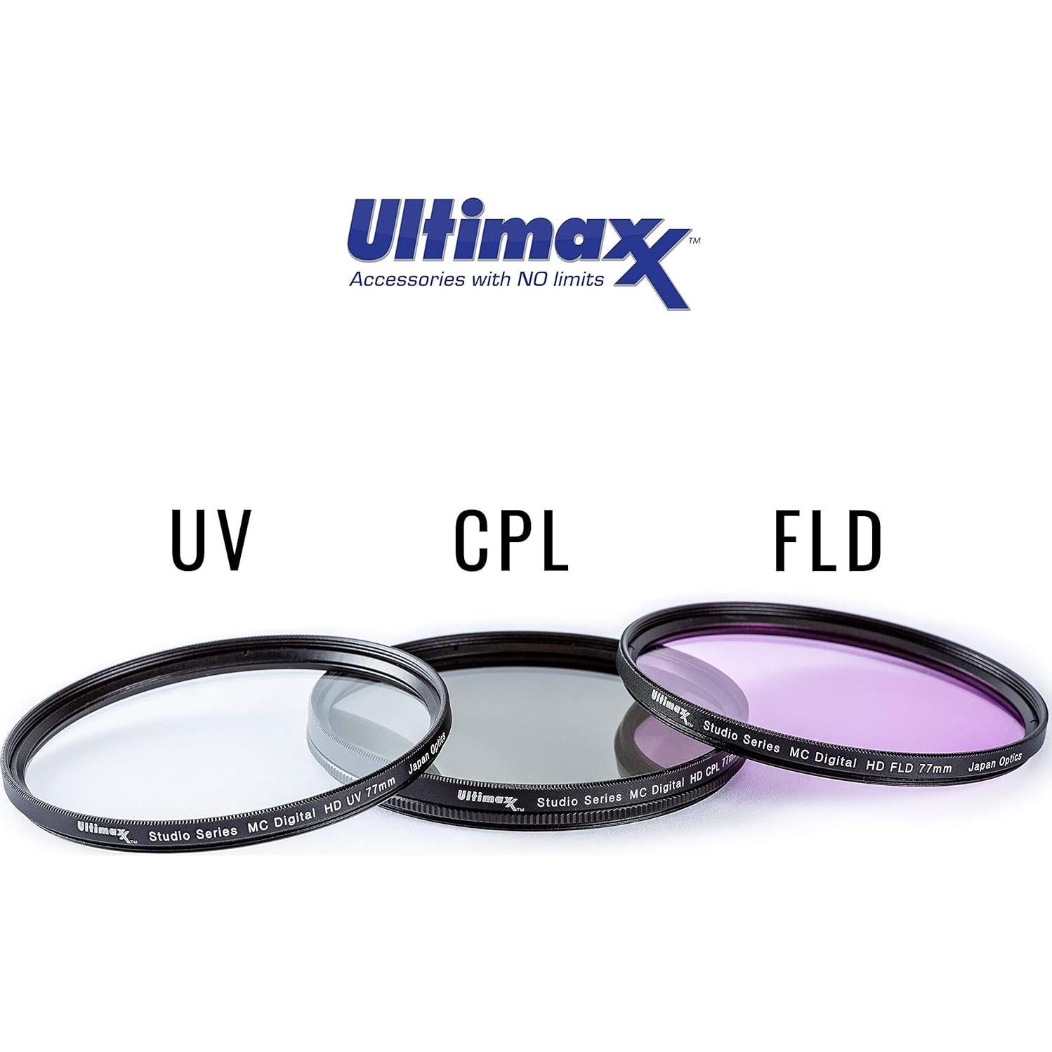 Kit de Filtros de Lente Ultimaxx 72mm UV CPL FLD + Macro