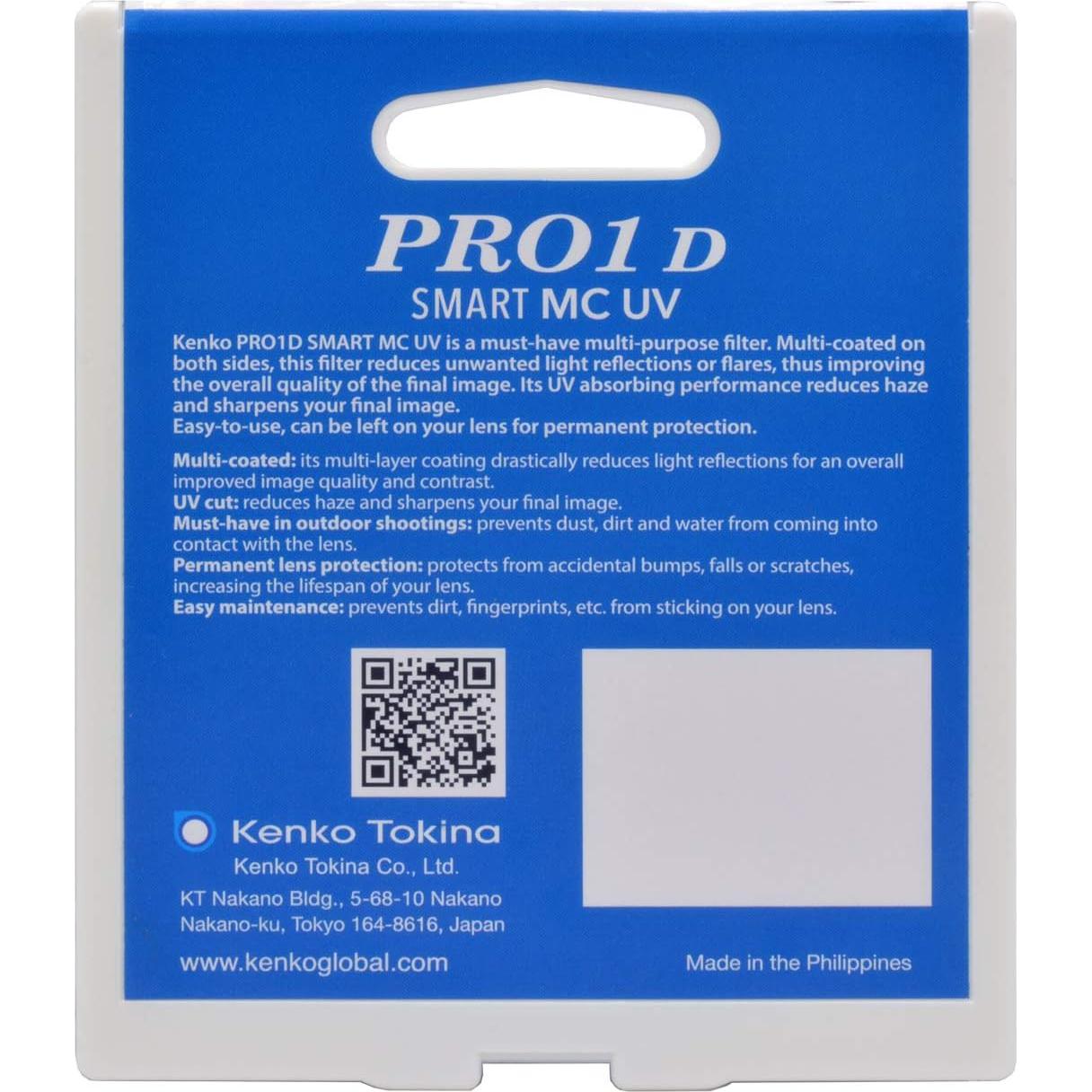 Filtro UV Kenko PRO1D Smart MC 58mm, multi-revestido, protección lente