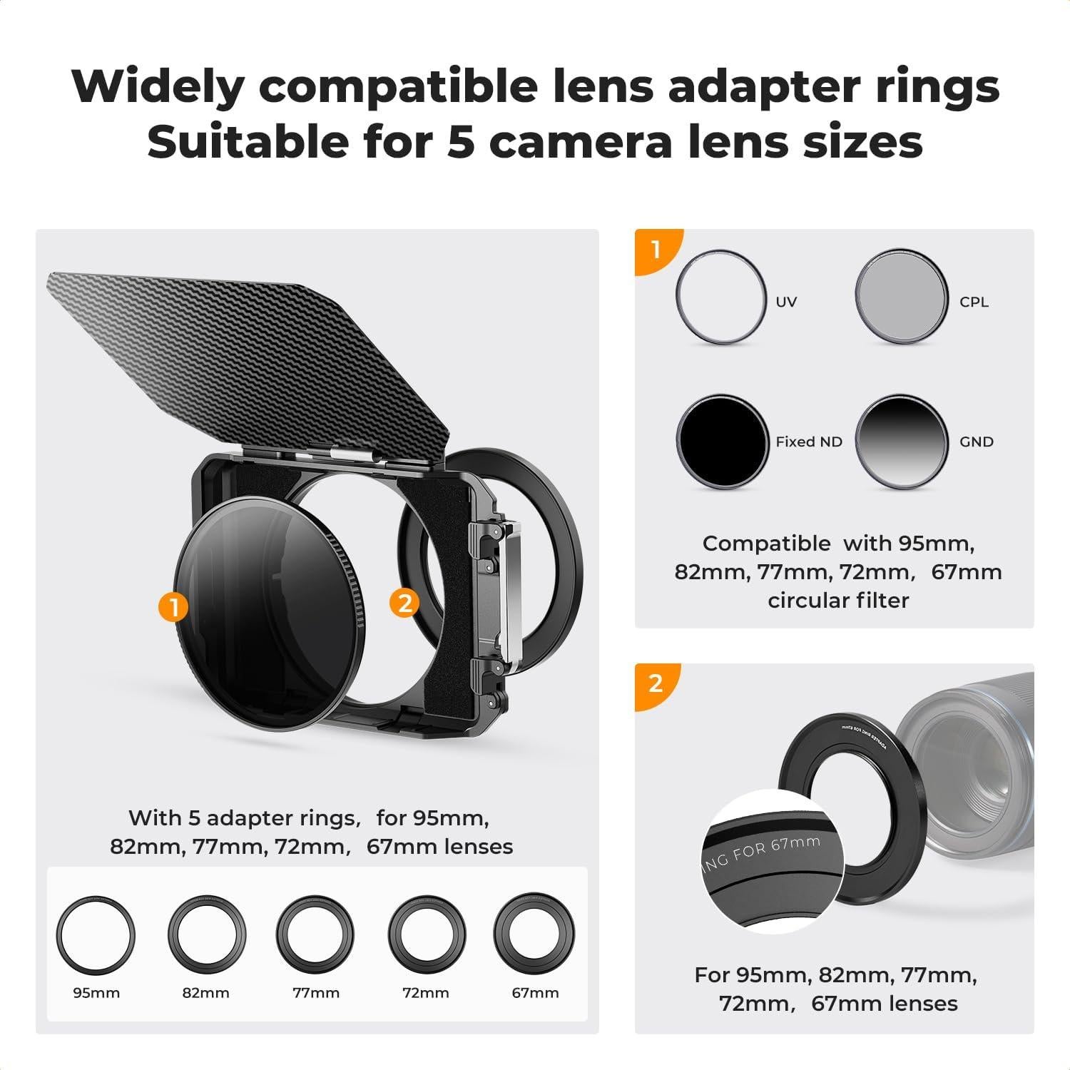 Caja Mate K&F CONCEPT para DSLR con Filtros Cuadrados 4x5.65