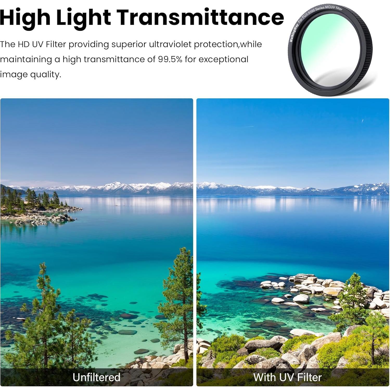 Filtro UV Walkingway para Fujifilm X100 - Protección HD Negra