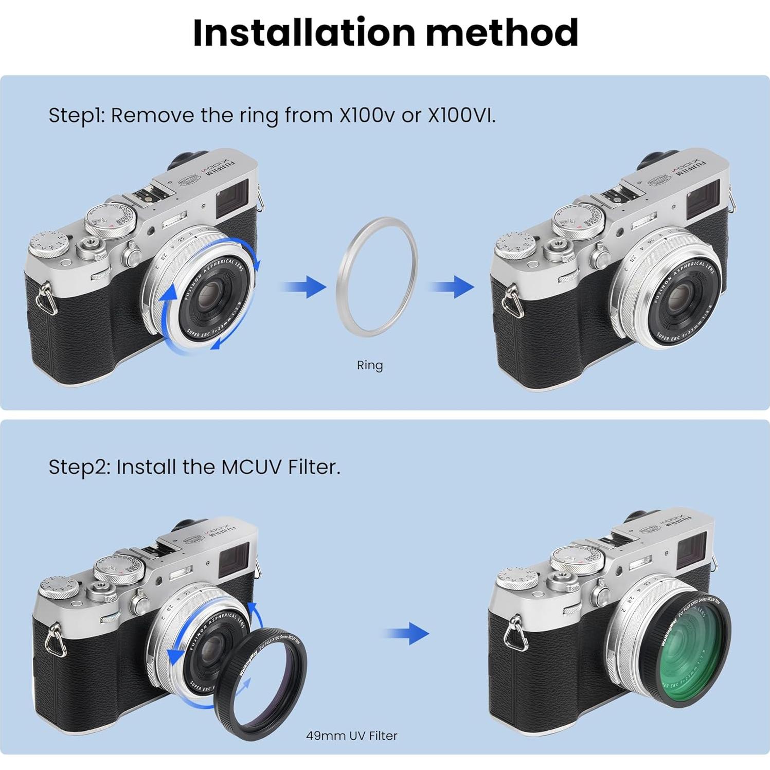 Filtro UV Walkingway para Fujifilm X100 - Protección HD Negra