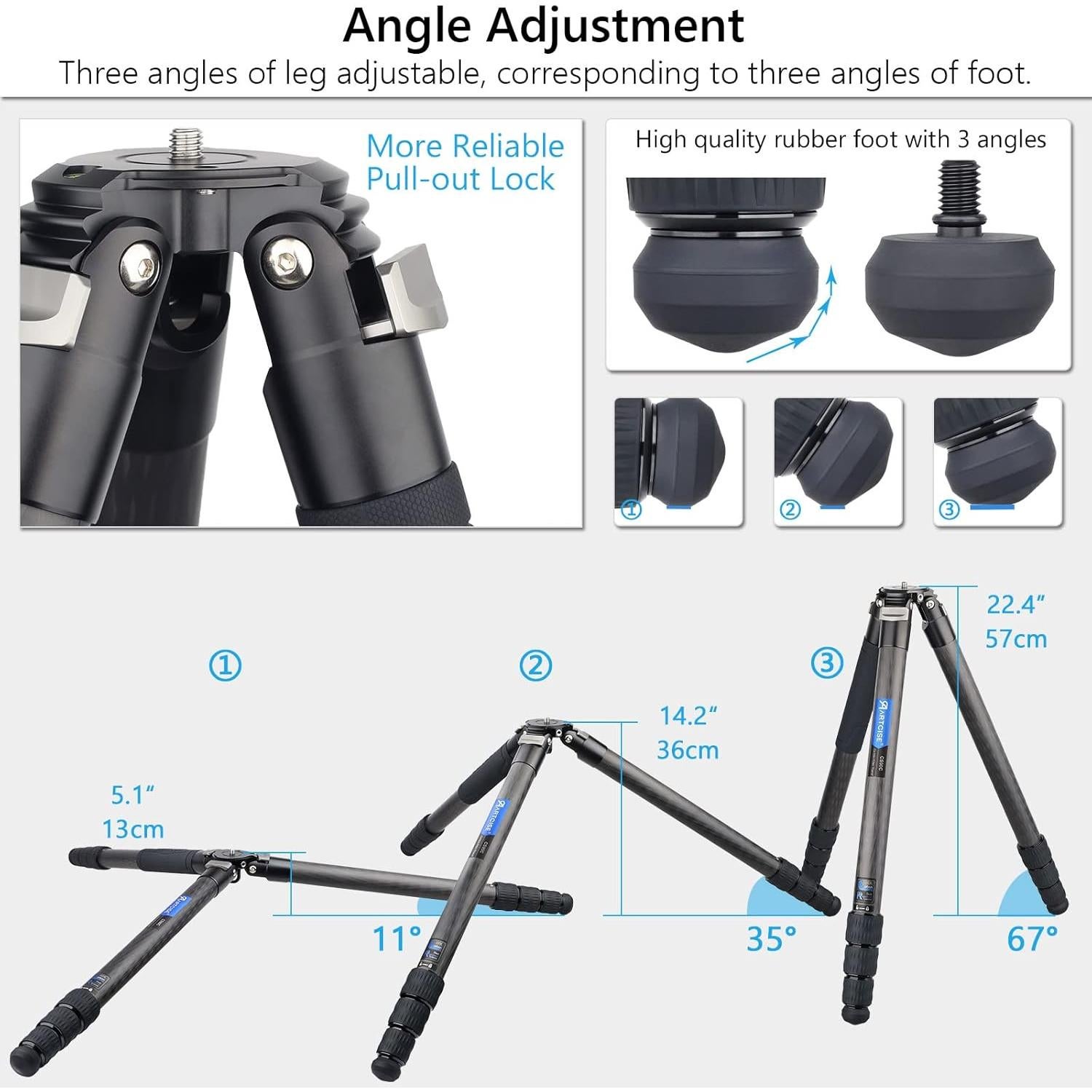 Trípode Profesional de Viaje ARTCISE CS90C - Fibra de Carbono 40mm