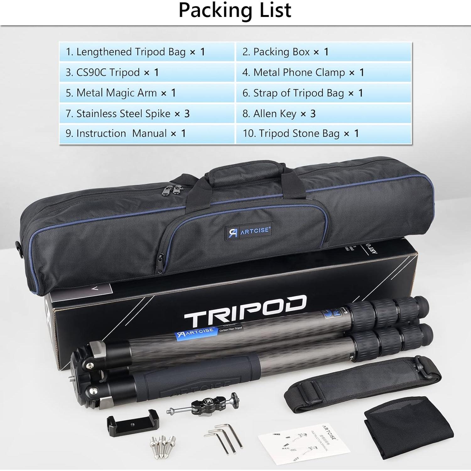 Trípode Profesional de Viaje ARTCISE CS90C - Fibra de Carbono 40mm