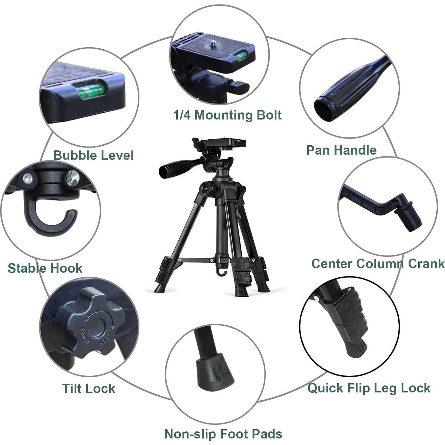 Mini Trípode para Cámara dxxccoll, Aluminio Ligero, 28-63.5 cm