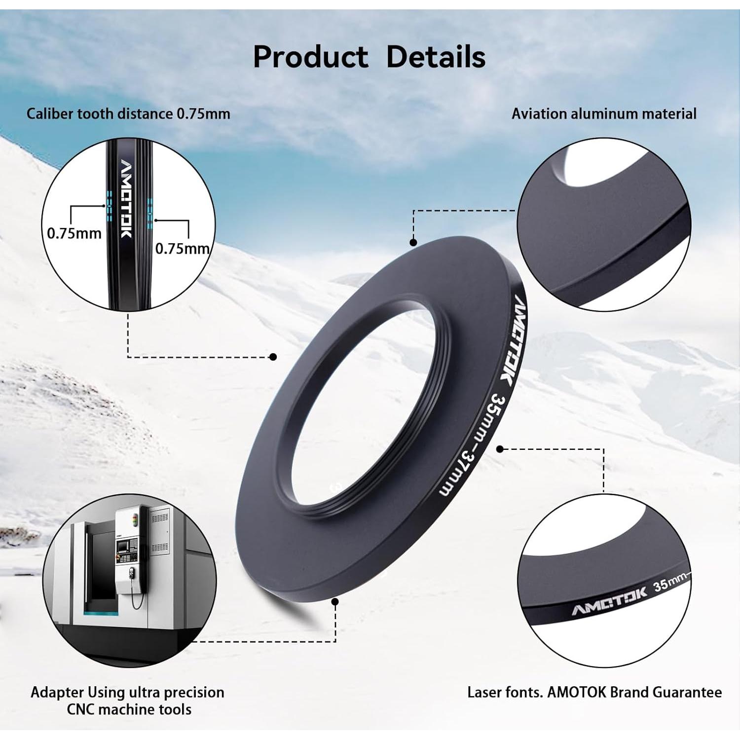 Adaptador de Lente AMOTOK 35mm a 37mm - Aluminio Resistente