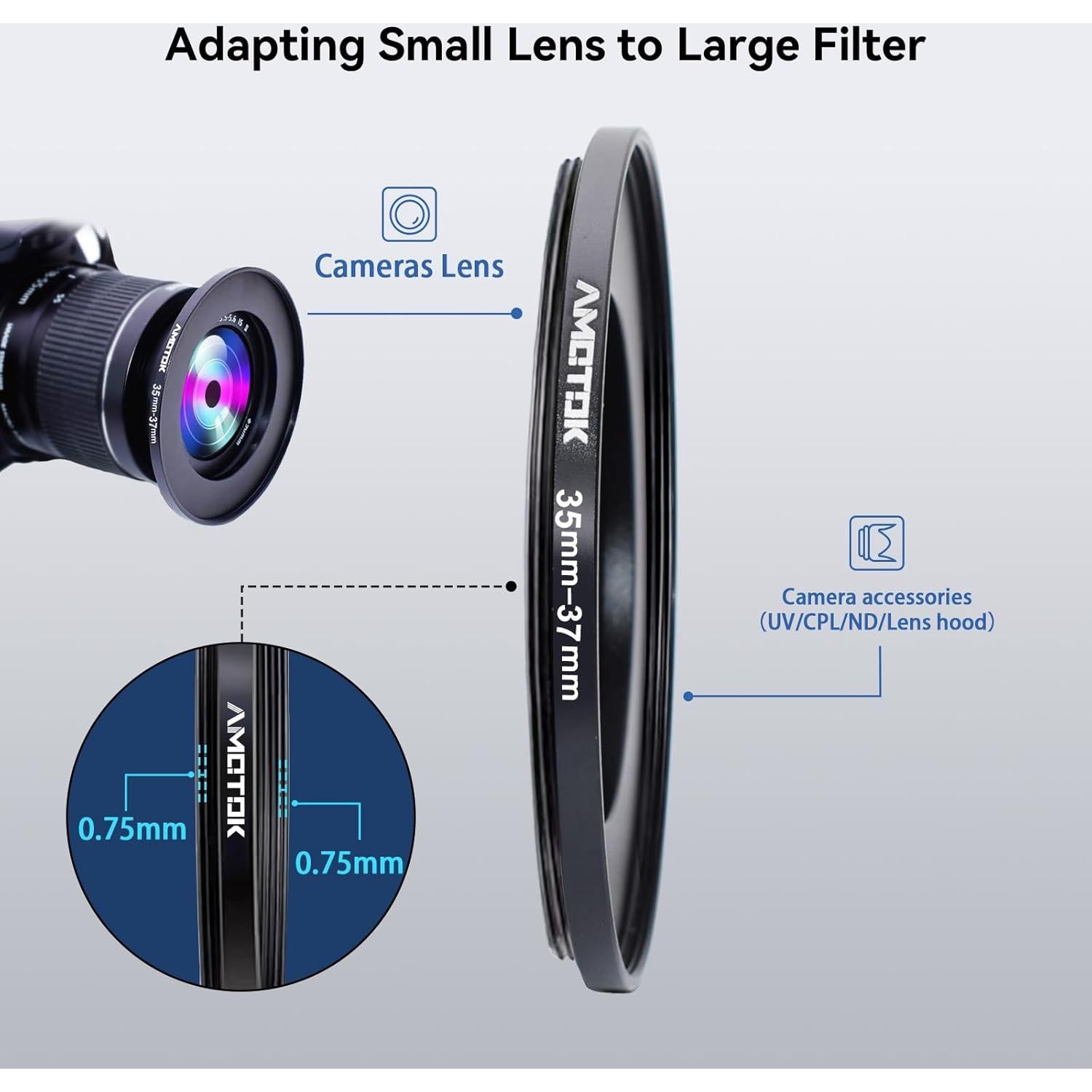 Adaptador de Lente AMOTOK 35mm a 37mm - Aluminio Resistente