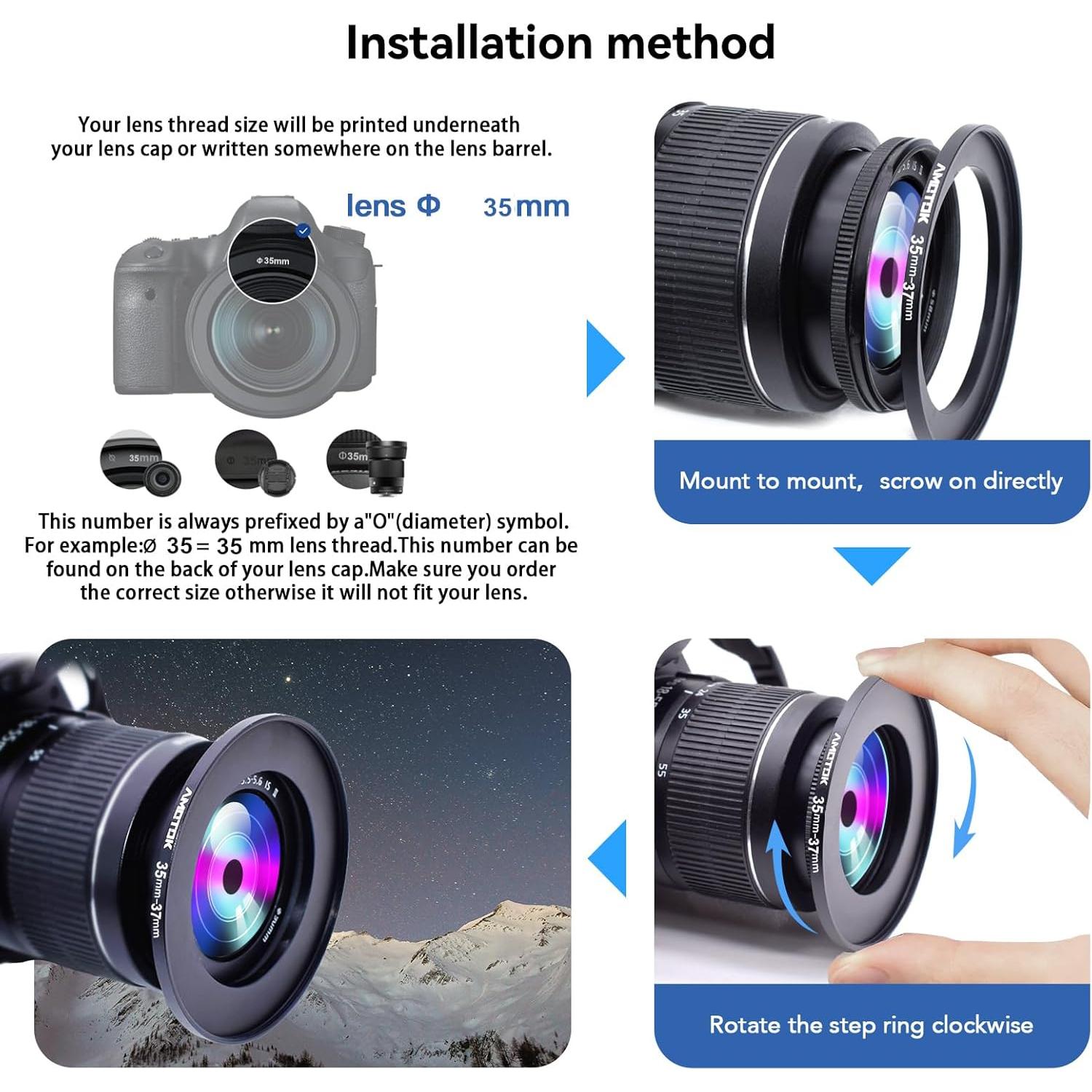 Adaptador de Lente AMOTOK 35mm a 37mm - Aluminio Resistente