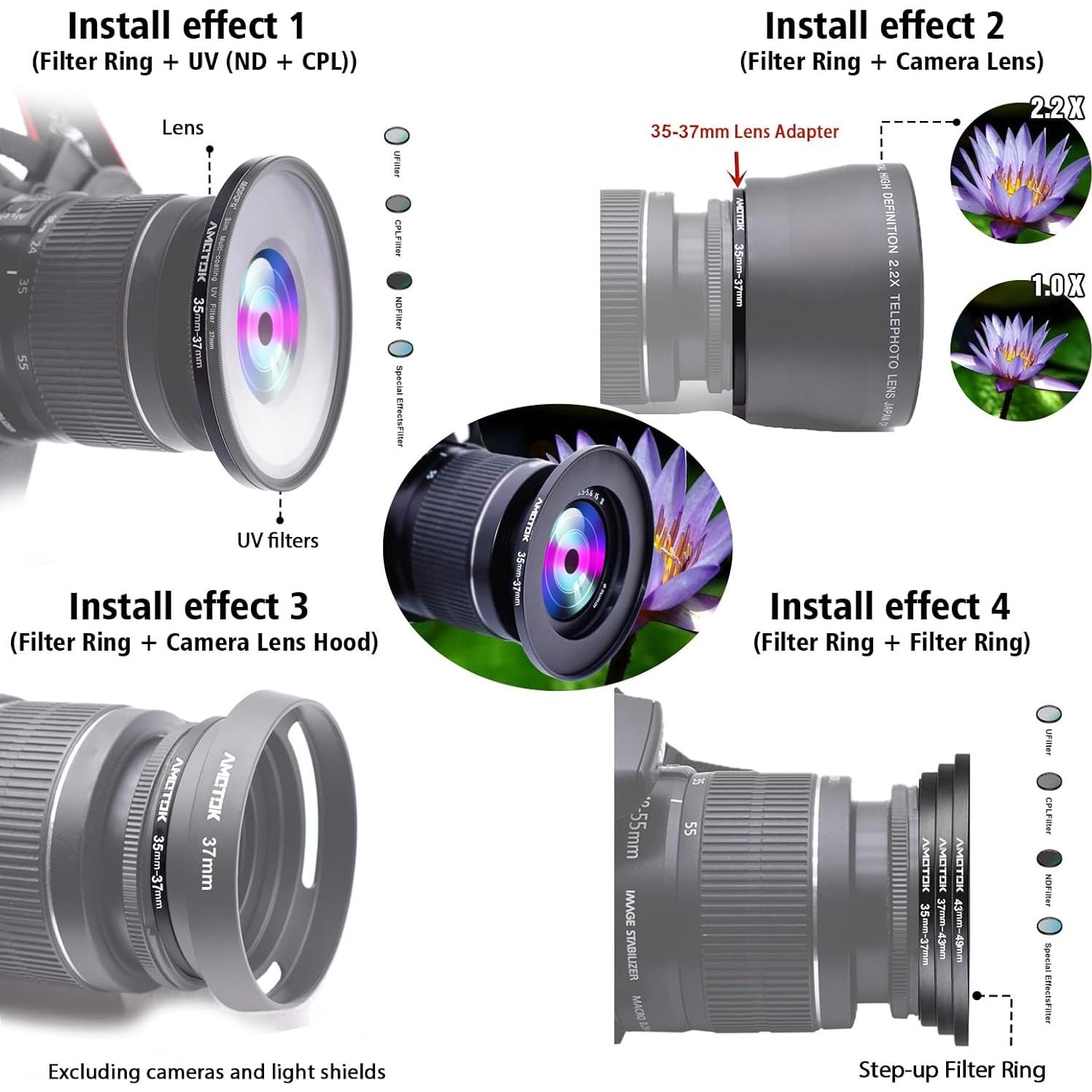 Adaptador de Lente AMOTOK 35mm a 37mm - Aluminio Resistente