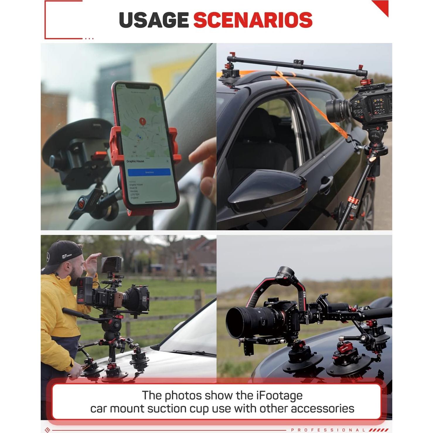 Soporte de Cámara para Vehículo iFootage VS-118 con Ventosa 20 kg