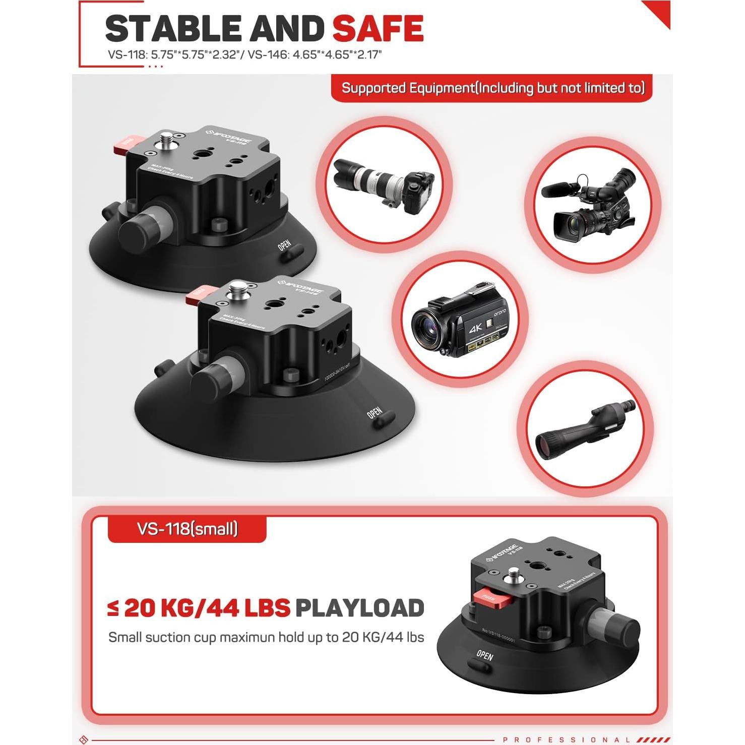 Soporte de Cámara para Vehículo iFootage VS-118 con Ventosa 20 kg