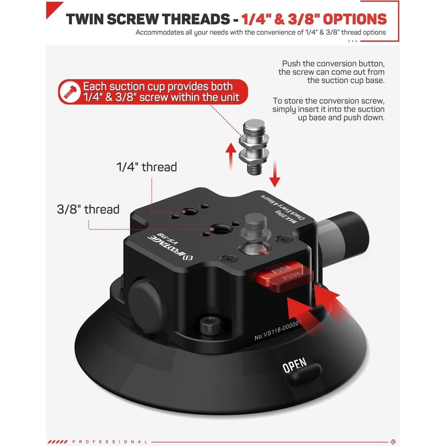Soporte de Cámara para Vehículo iFootage VS-118 con Ventosa 20 kg
