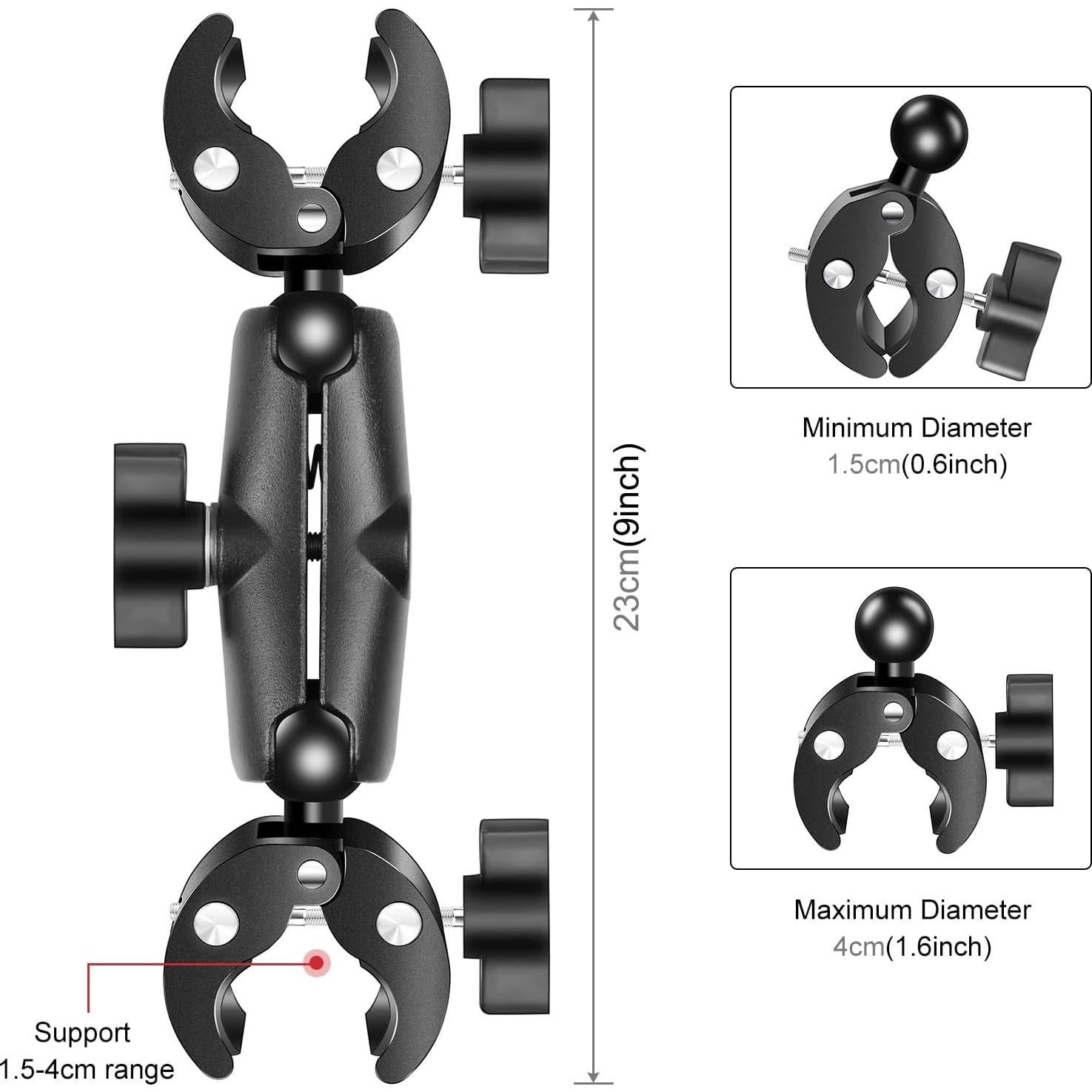 Abrazadera Doble PULUZ Ajustable para Cámara de Acción