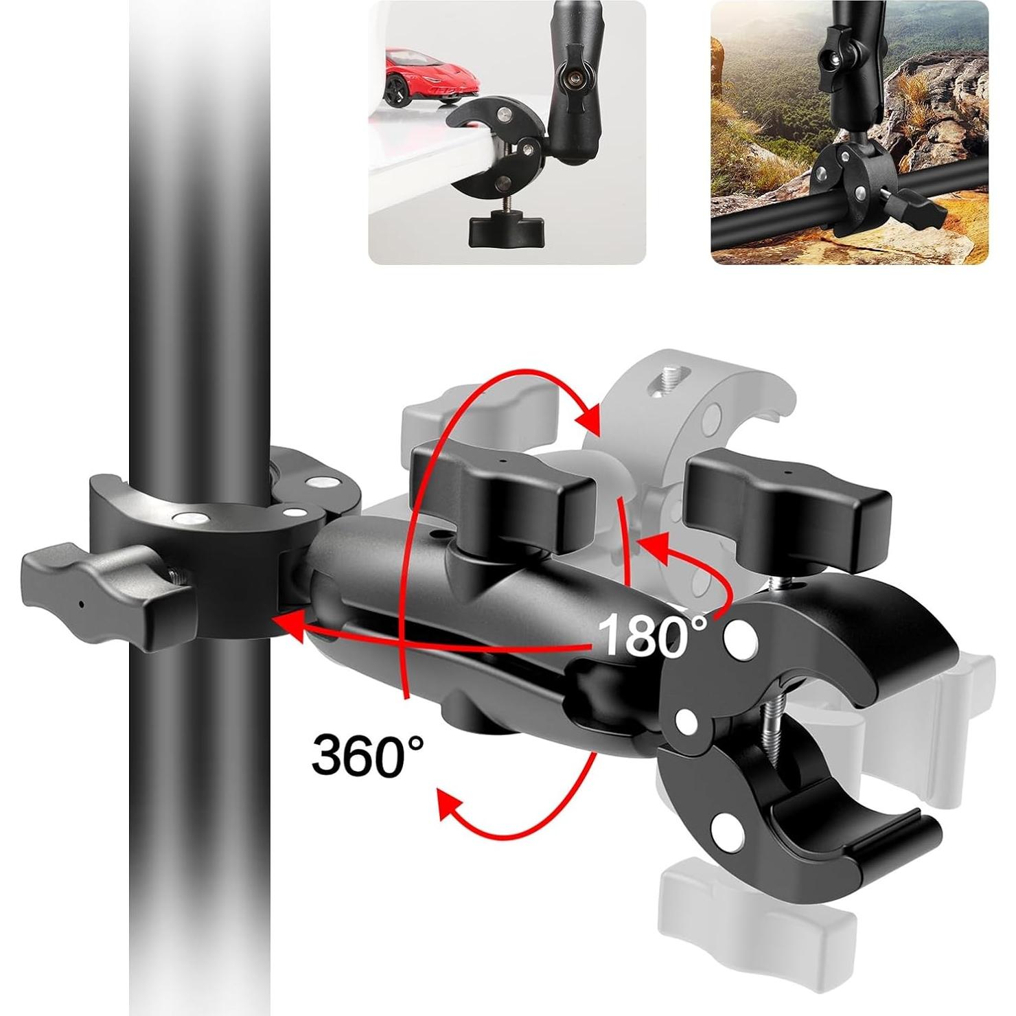 Abrazadera Doble PULUZ Ajustable para Cámara de Acción