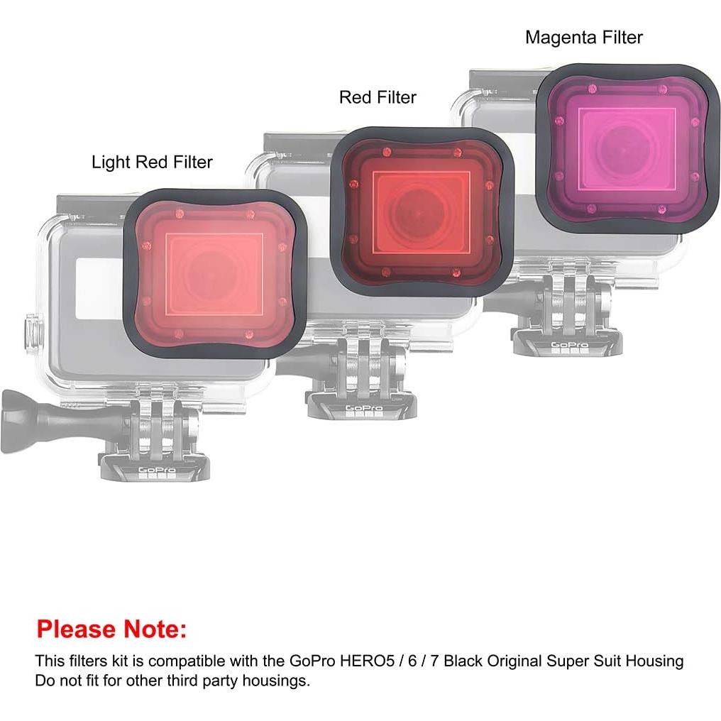 Filtros Submarinos QiuNiu para GoPro Hero 5, 6 y 7 - Paquete de 3